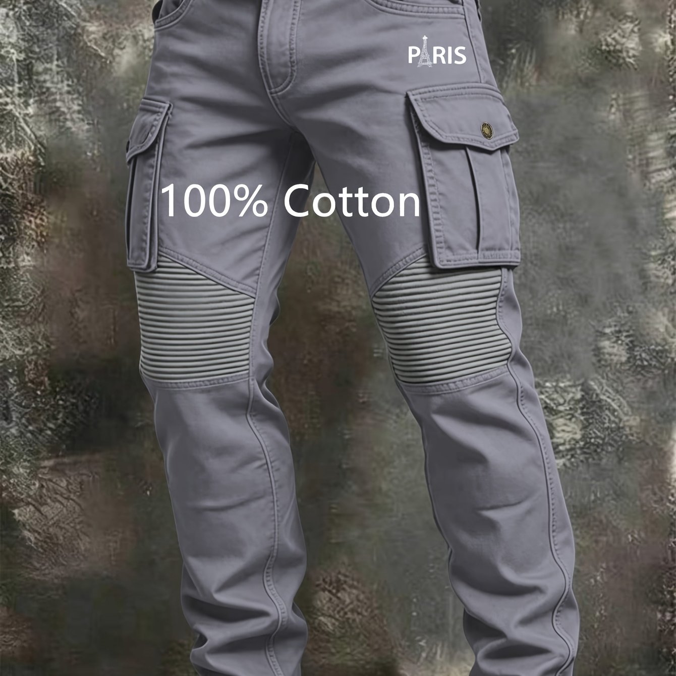 Men's 100% Workwear Pants, Ribbed Knee Detail Functional Cargo Pockets