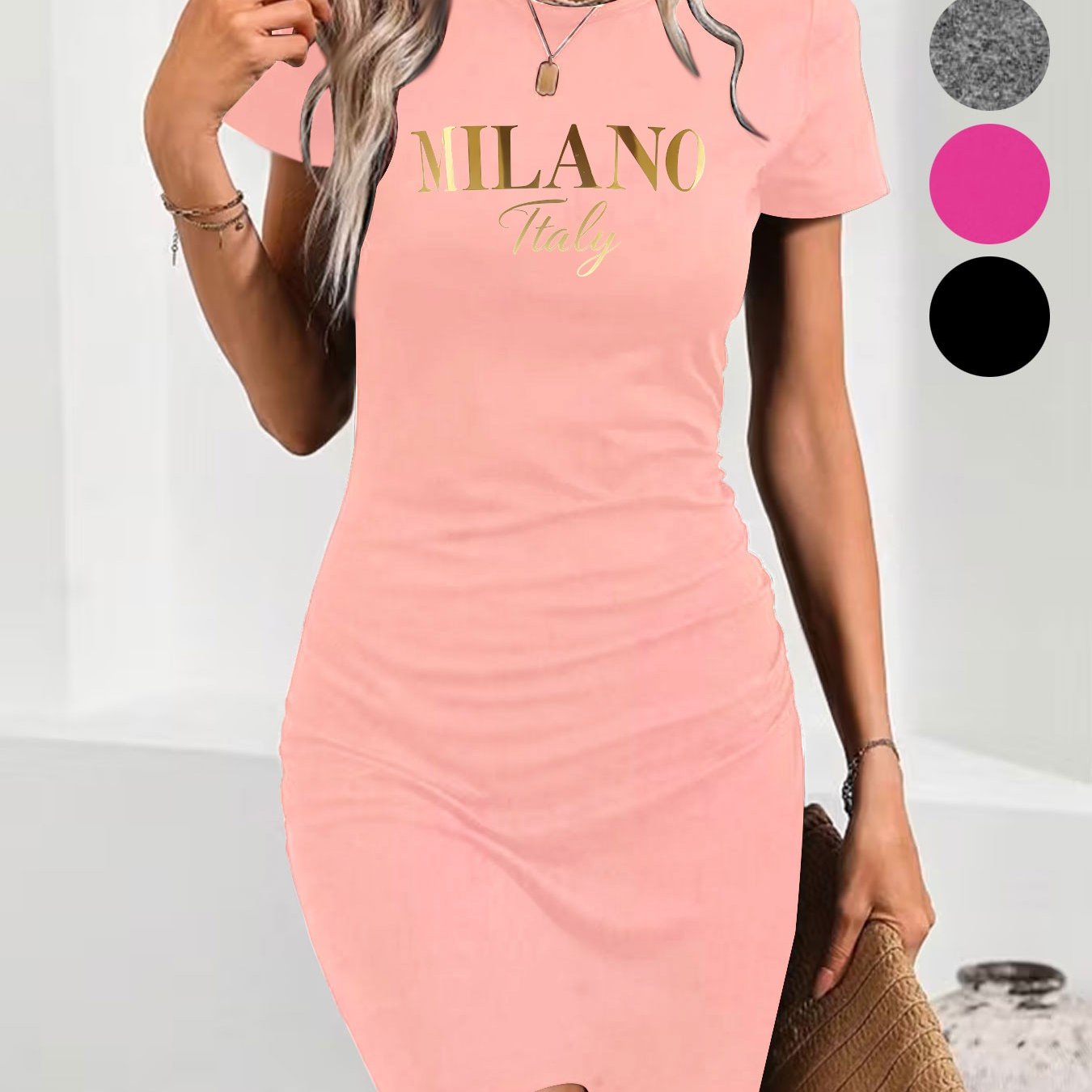 TEMU Directional/printed/new Arrival/hot /fashionable/women's/short Sleeve/dress