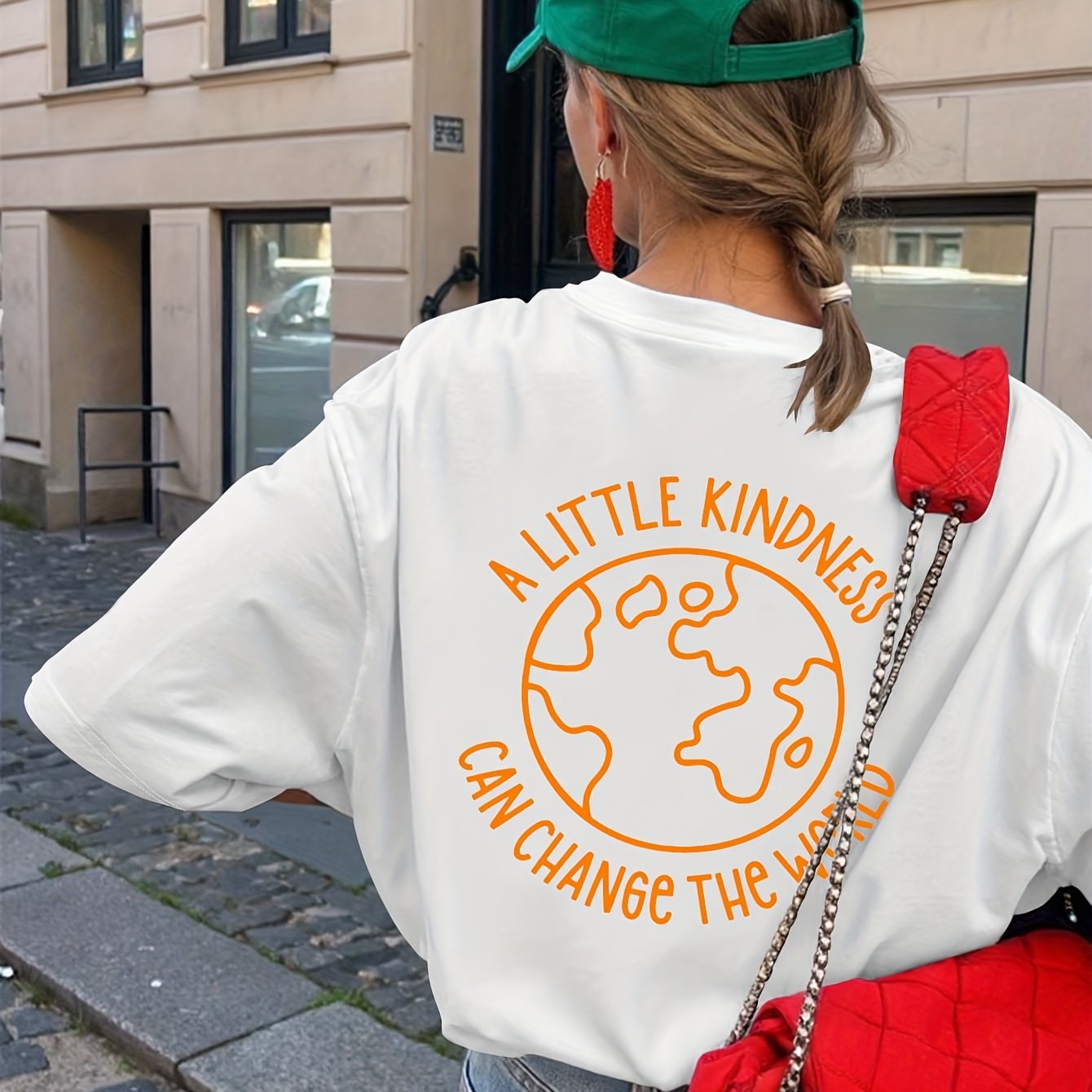 TEMU Day, A Little Kindness Can , Printed Oversized Women's Short Sleeves