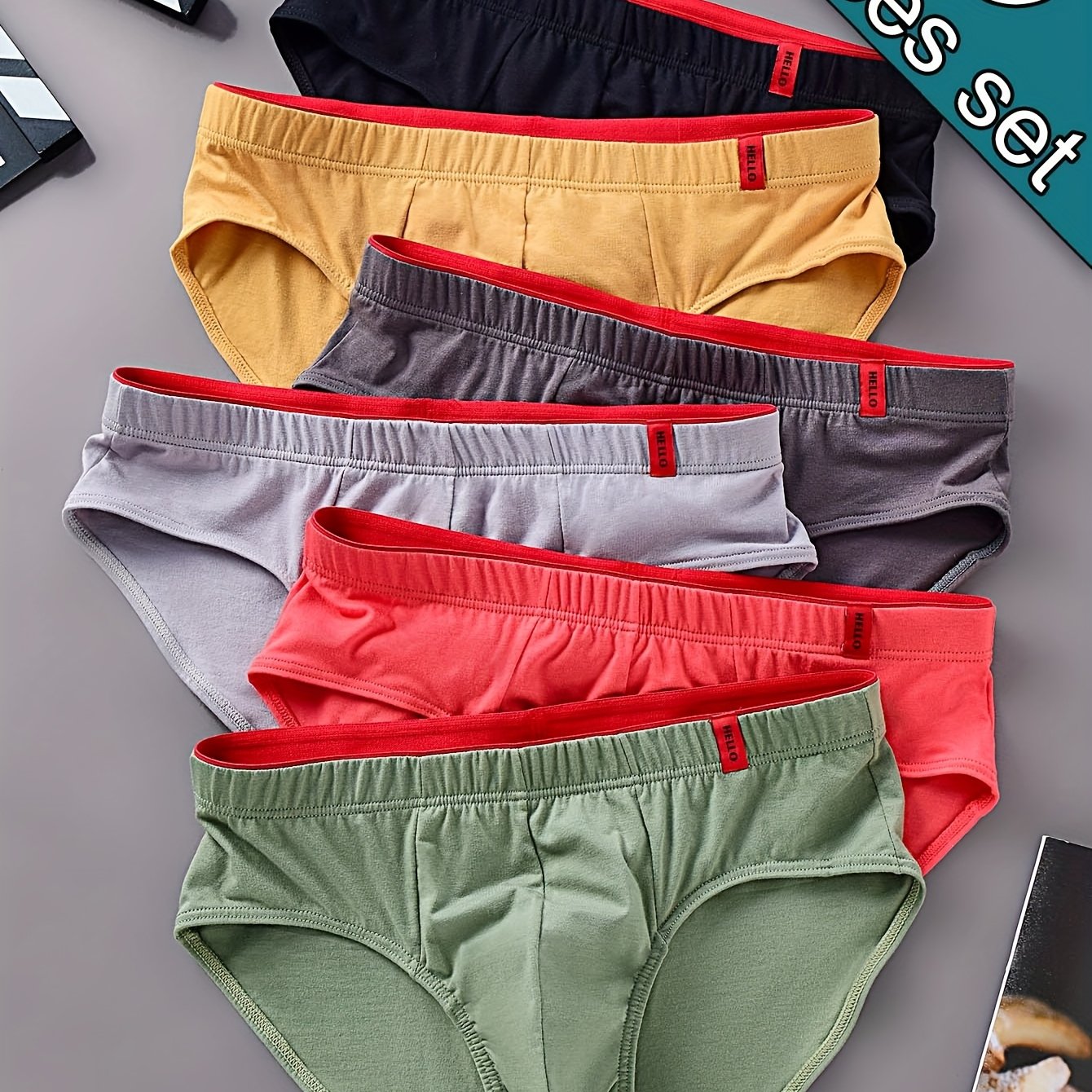 E-shop 6er-Pack Herren Slips in Kontrastfarben, weiche, atmungsaktive, bequeme, hochelastische U-förmige Bund-Slips für tägliche Freizeitmode