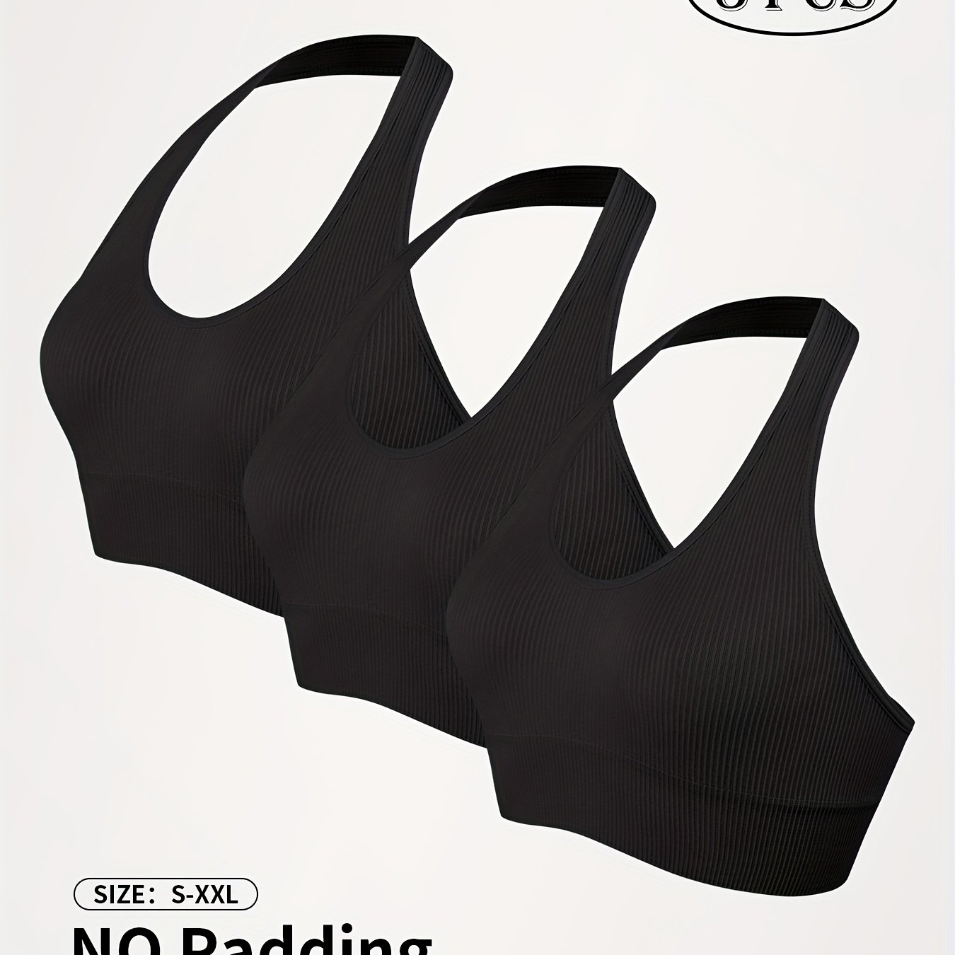 3pcs Solid Color Halter Neck Sports Bra, Backless Yoga Breathable Tank Top