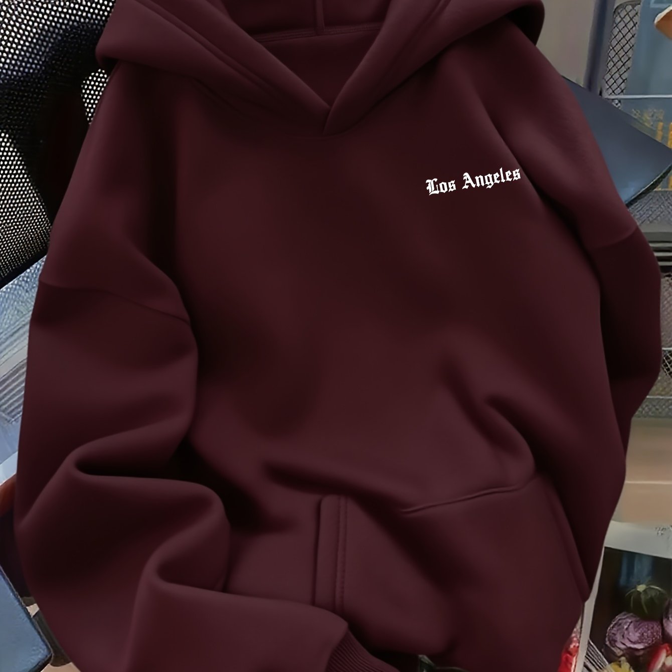 TEMU Sweat à capuche D92 avec imprimé Los Angeles, parfait pour les tendance et les employés de bureau qui cherchent chaleur et confort. Cette
