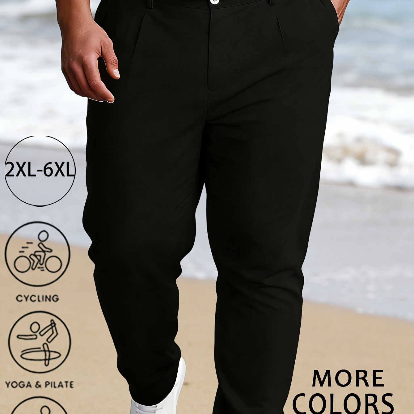 TEMU Plus Size Men's Quick-drying Casual Long Pants 2xl-6xl Extra Fat And Large Loose Straight-leg Pants Optional Fabric Sports Pants Suitable For