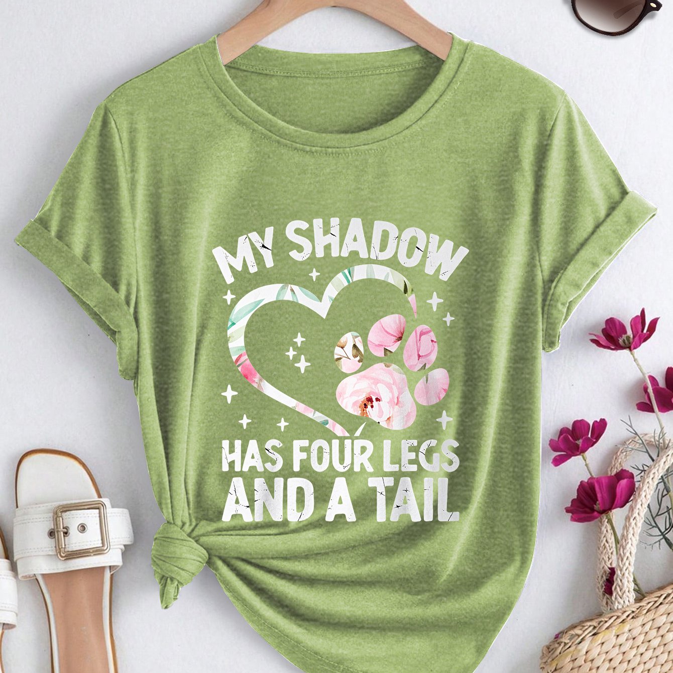 TEMU Women's Plus Size Dog Paw Print T-shirt - Crew Neck Short Sleeve Blouse-compatible Top | - Casual Pet-themed Shirt Suitable For Daily Wear,