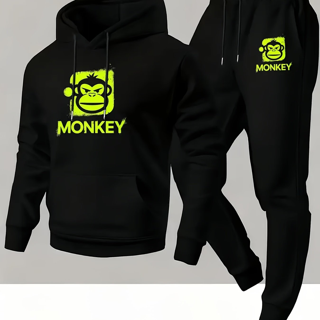 TEMU Ensemble pièces chaud d'automne et d'hiver pour hommes, avec un motif de . un sweat à capuche pour homme avec une poche et un pantalon long,