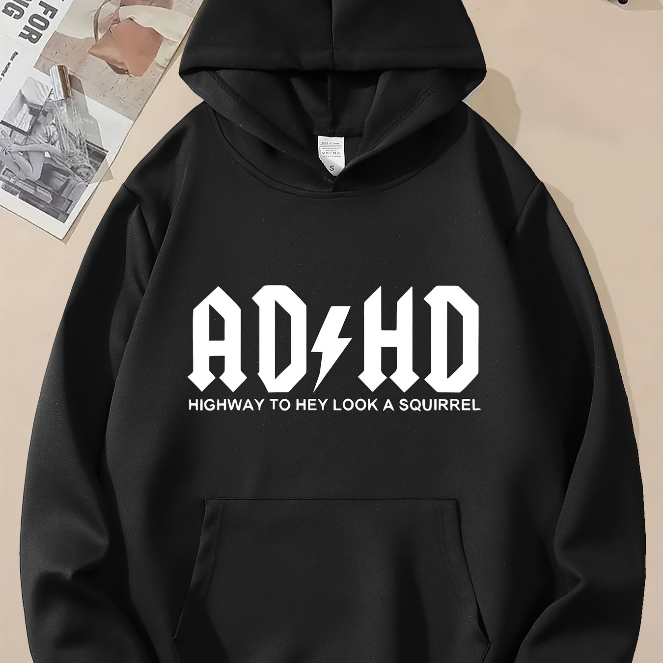 TEMU 2026 Plus Size Fashionable Casual Hooded Sweat For Men And Women Highway To Hey Look At A Squirrel Print Ladies Comfortable Kangaroo Lady Casual