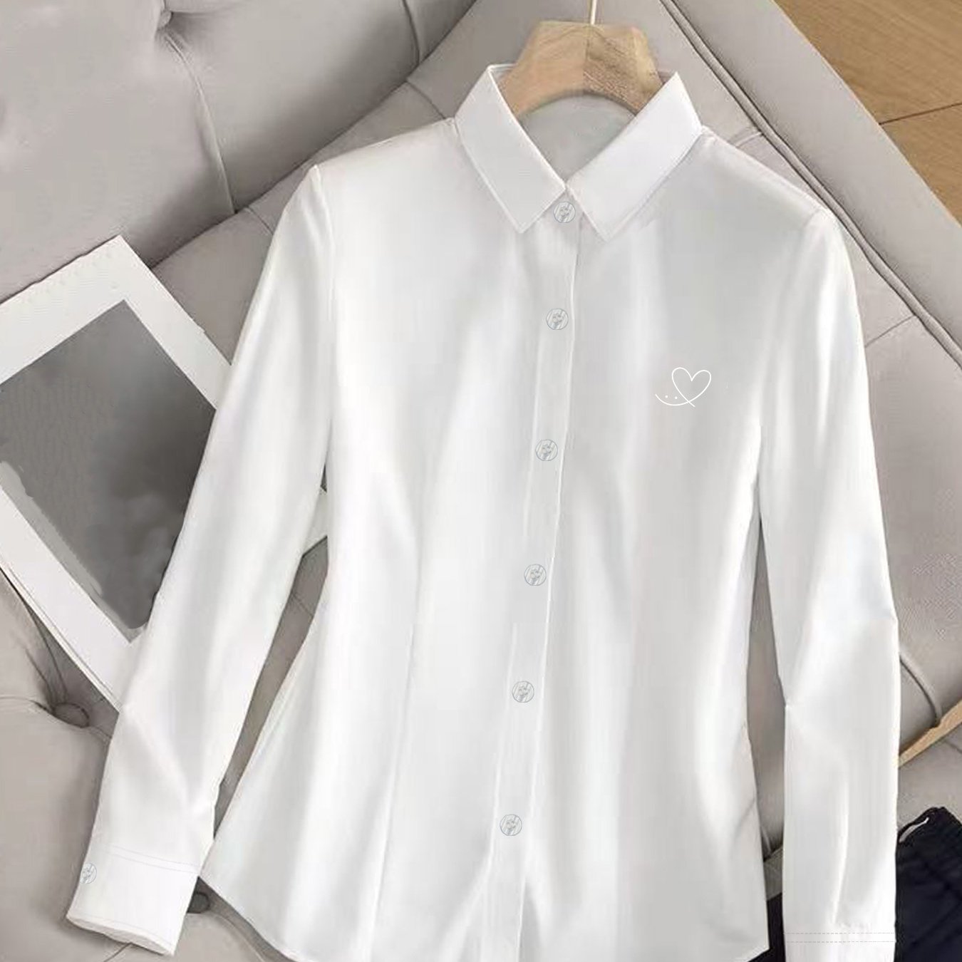 TEMU Outfit , Women's Long-sleeve Shirt, Casual And Stylish Fitted Long-sleeve Top, Commuting And Versatile Wear
