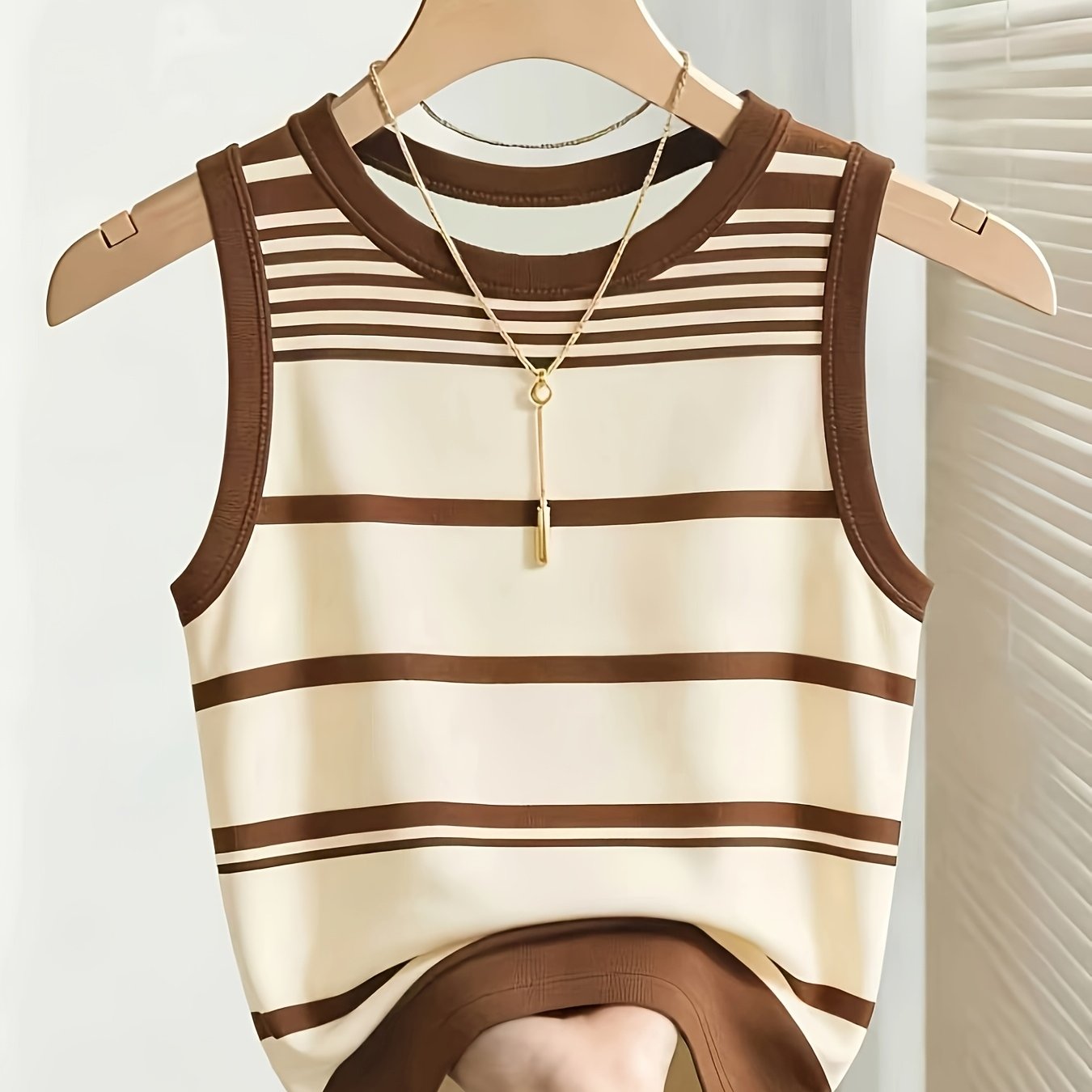 TEMU Gavin Targeted Development: New Summer Striped Crew Neck Tank Top For European And American Women's Fashion