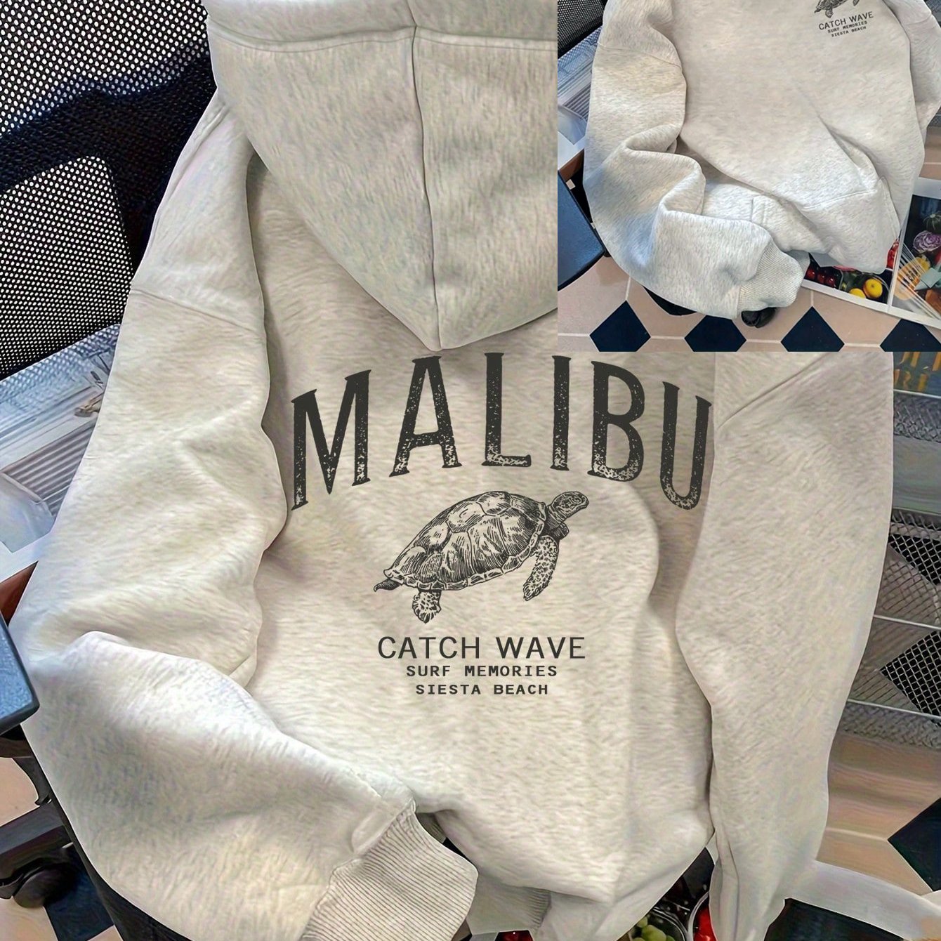 TEMU Women's Pullover Hoodie With A Turtle And Letter Print Pattern, Featuring Kangaroo Pockets And Designed For Autumn And Winter