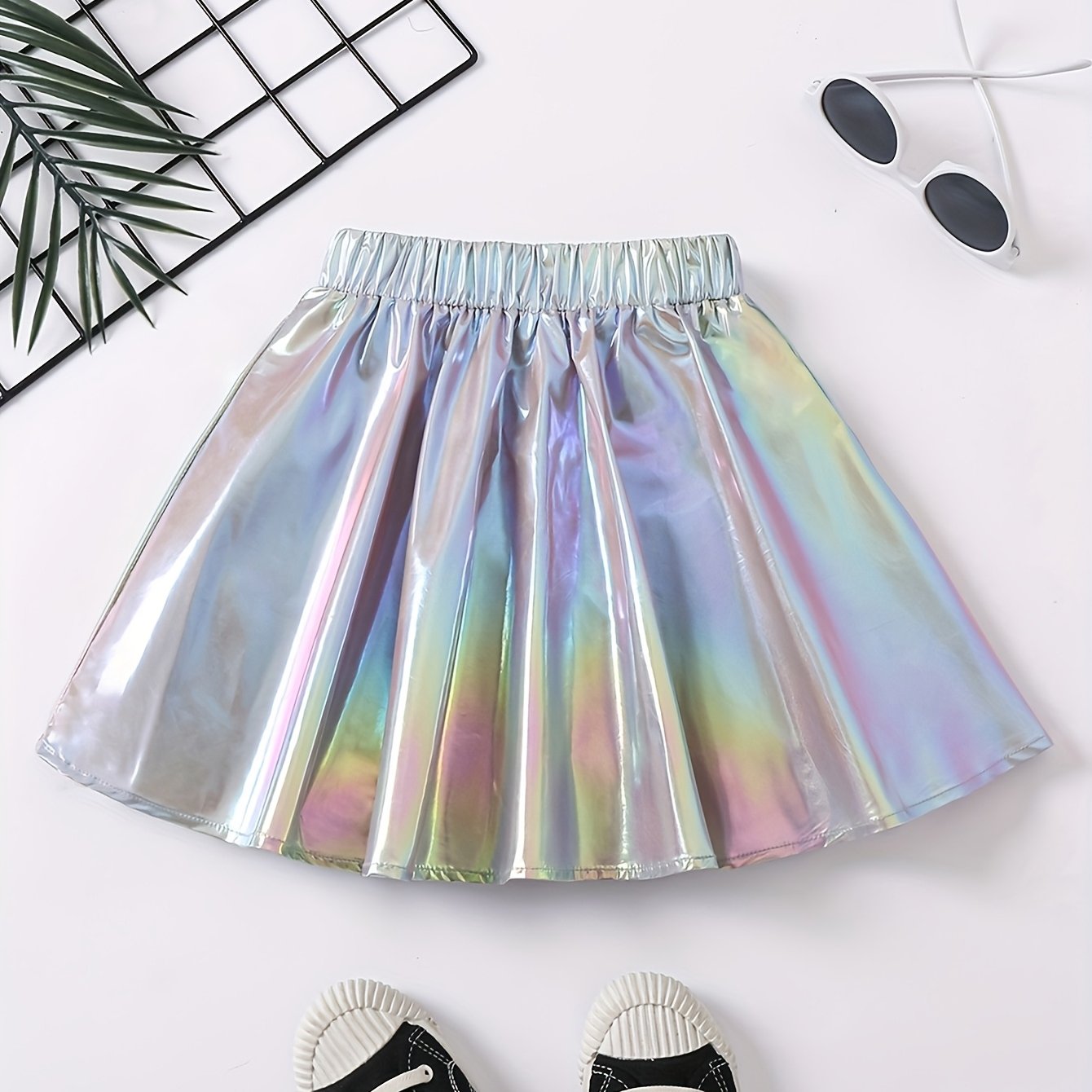 Image of Fashionable And Versatile Party-style Colorful A-line Swing Skirt For Girls Aged 4-7 And Summer