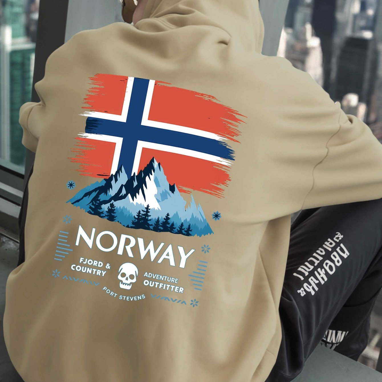 TEMU Norway Men's Sweatshirt Hoodie Loose Large Size Men' Style Prints Autumn And Winter Plush Top Soft Fabric Gift Gift, Plus Size