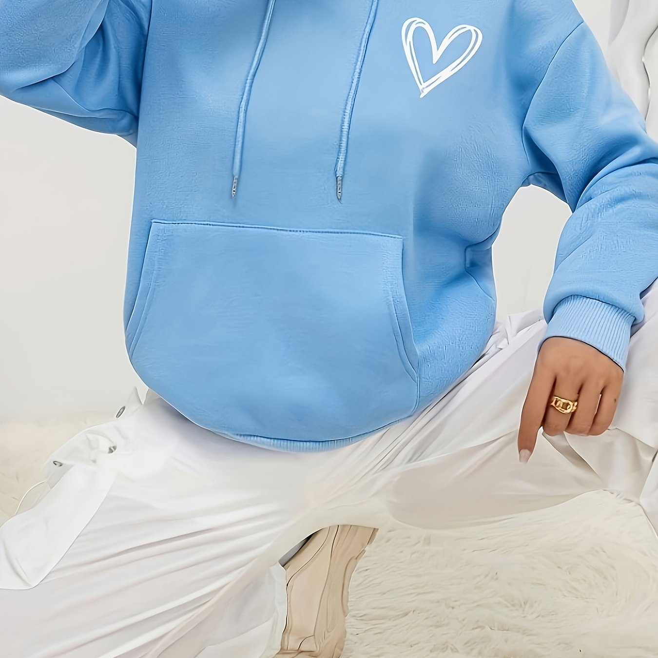TEMU Letter Print Hoodie, Drawstring Casual Hooded Sweatshirt For Fall & Spring, Women's Clothing