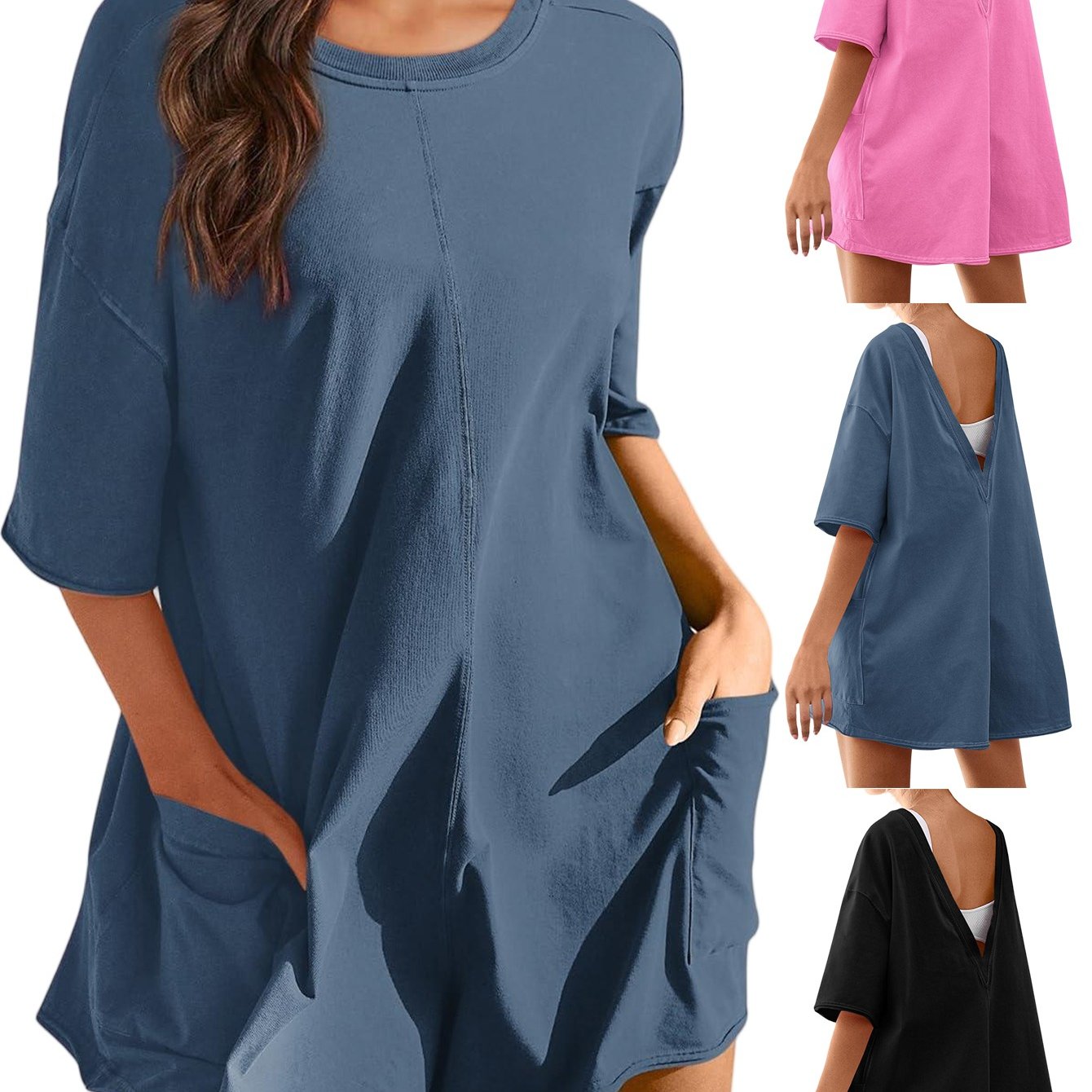 Image of Casual Short-sleeve Oversized Jumpsuit For Women, Perfect For Daily Wear And Featuring Pockets, Set For Summer 2026