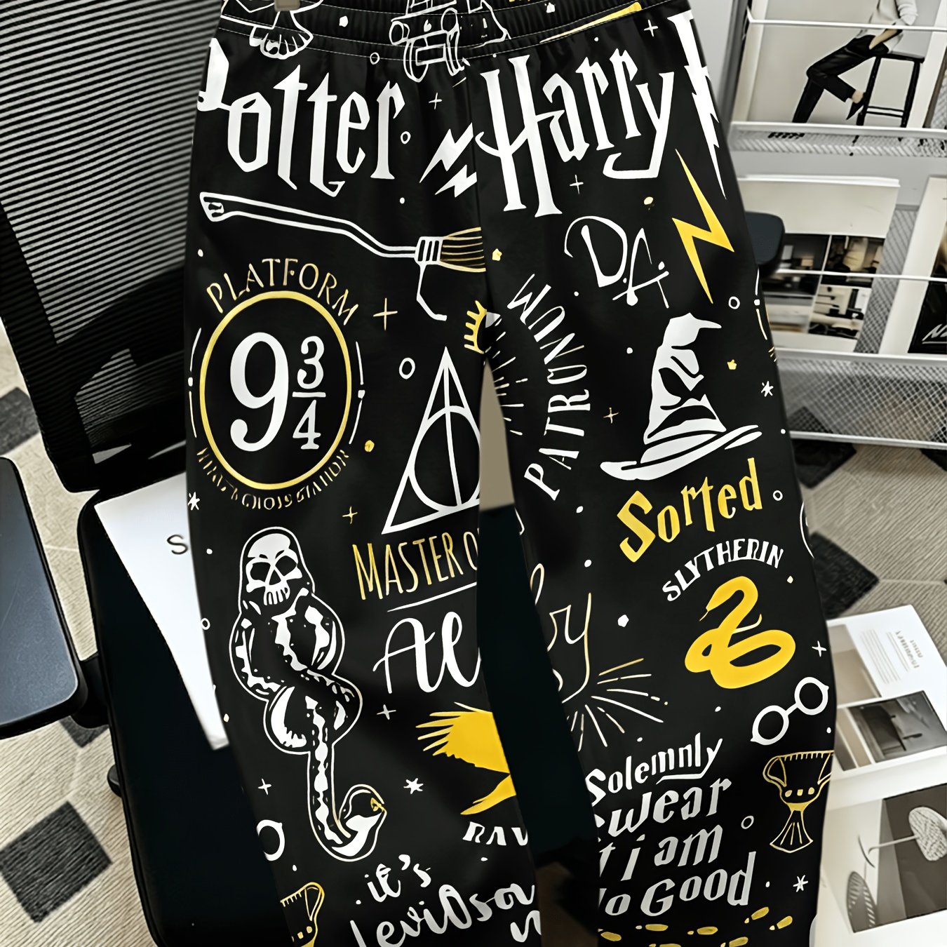 TEMU Harry Potter. Men's And Women's Printed Casual Trousers And Pajama Pants. Retro Style. Stripes. Color Blocking. Streetwear. Elastic Waist.