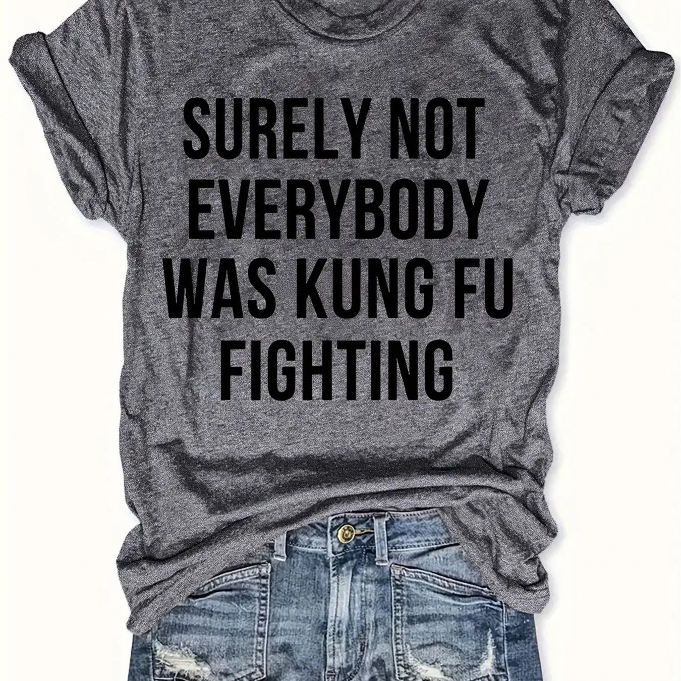 TEMU Women's Fun T-shirt - Features A Slogan Print Saying 'not Everyone Is Practicing ', This Martial Arts Shirt Has A Soft Round Neck And Short
