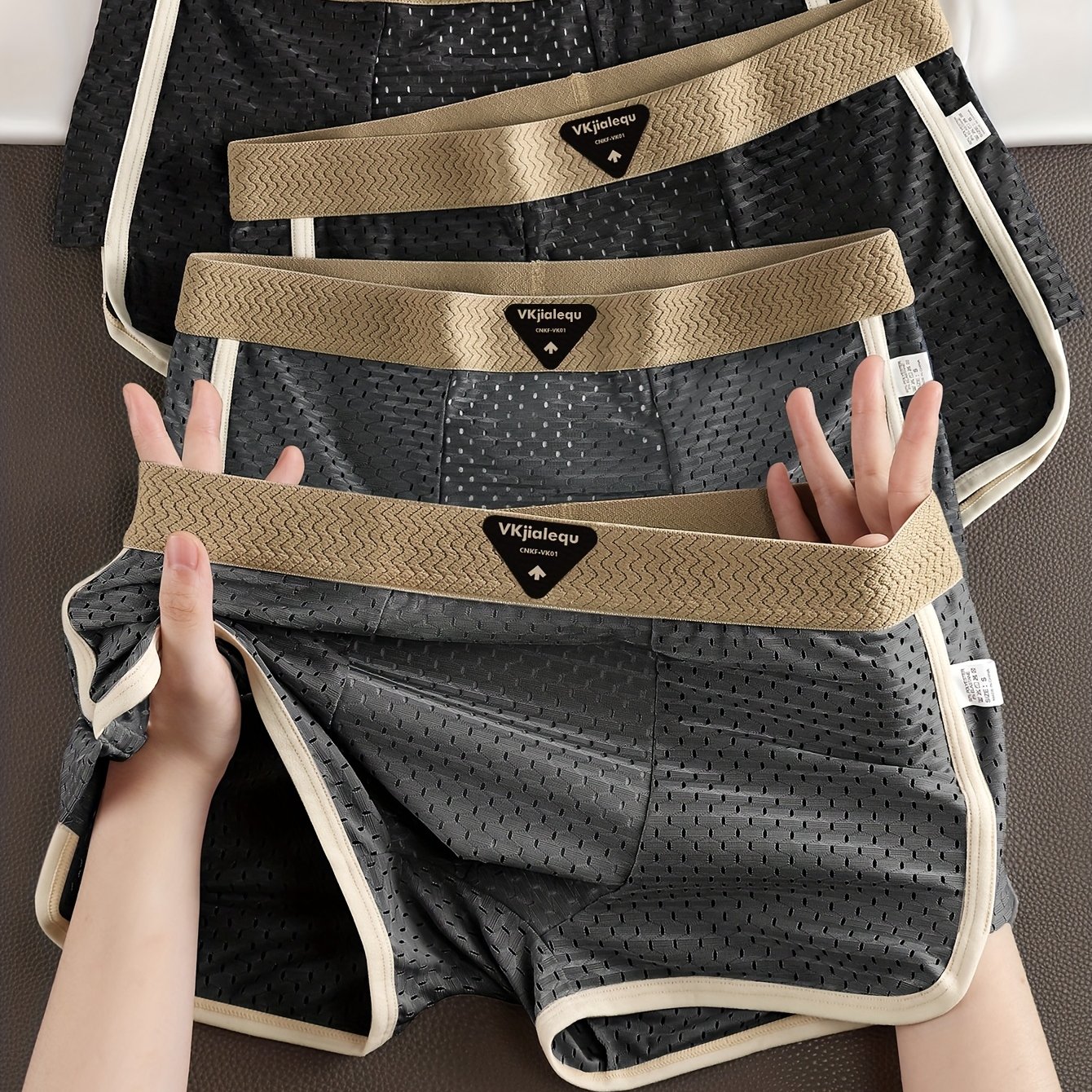 Image of Pack Of 4 Men's Summer Underwear, Fiber Fabric, Cool And Breathable Mesh, Loose Fit, Plus Size Style - Soft, Comfortable, Healthy Underwear With Elastic Waistband