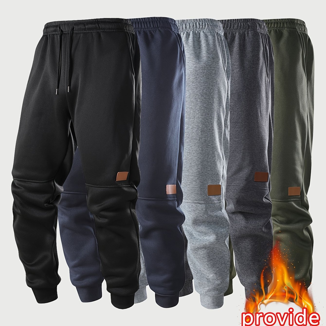 TEMU 5pcs Men's Lined Thermal Pants For Autumn And Winter, Adjustable Drawstring Waist - - Thickened Warm Outdoor Pants - Suitable For Outdoor