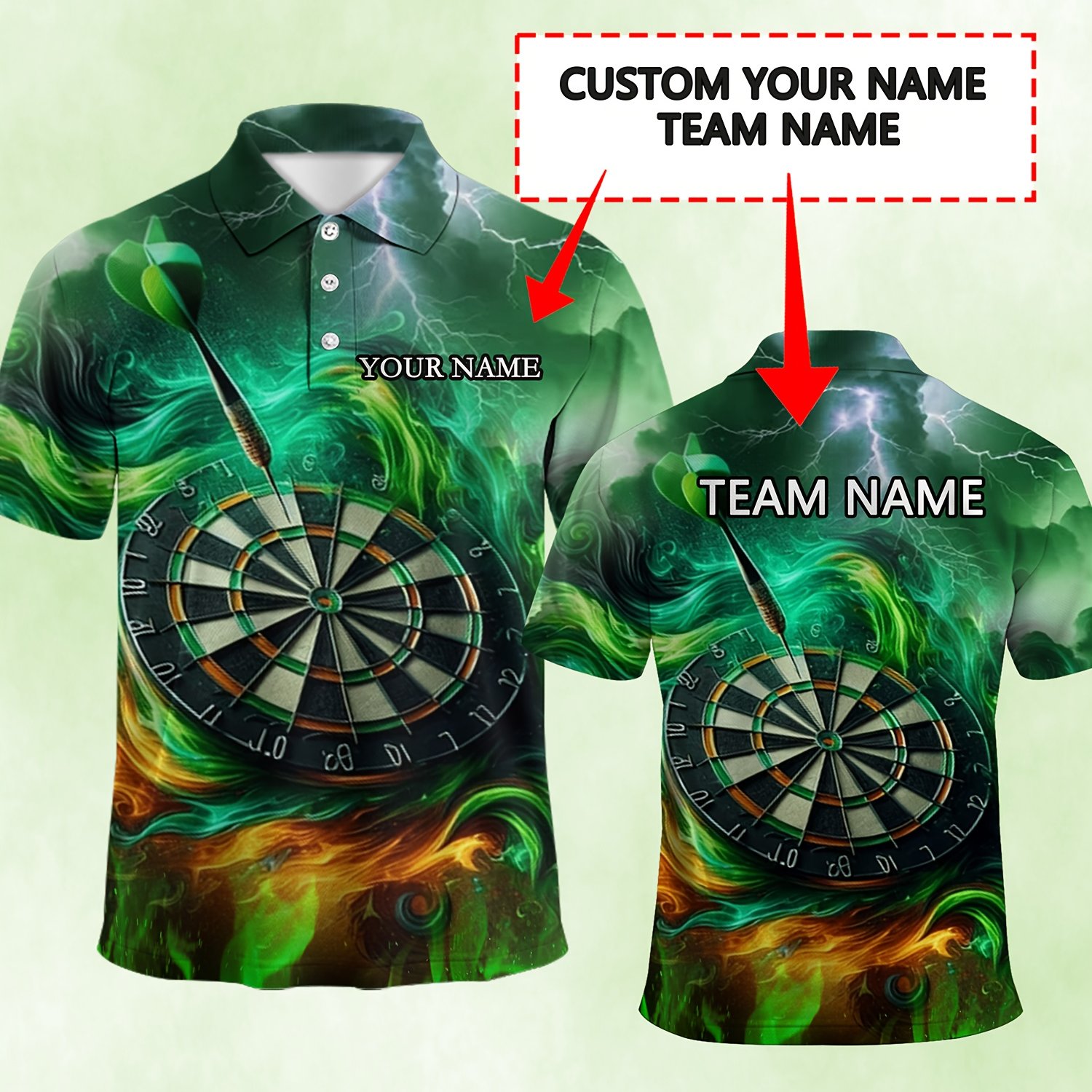 TEMU Custom Plus Size Men's Clothing - 3d Print Dart Lightning Pattern Double-sided Design, Shirt, Slight Stretch Suitable For Sports And Daily Wear,