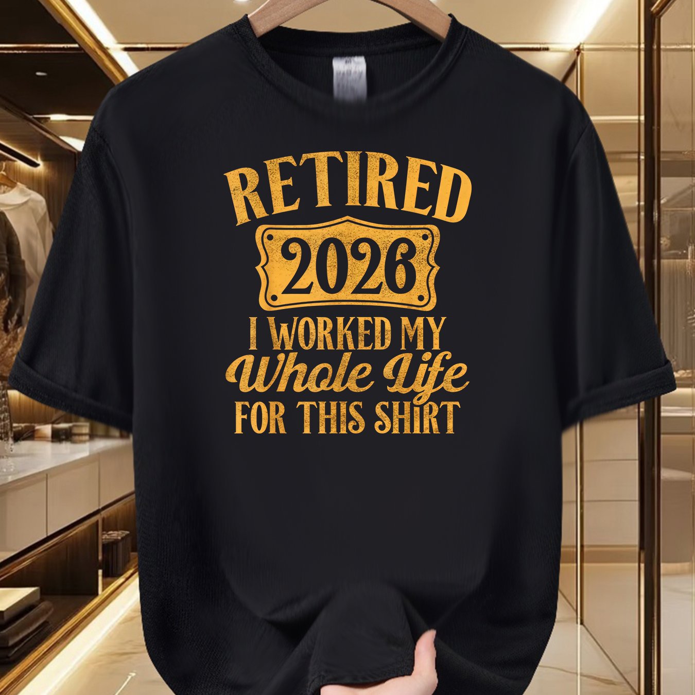 TEMU Men's Retirement T-shirt - Humorous Vintage Design, Comfortable And Lightweight, 100% Polyester Fiber, , Short Sleeve Summer T-shirt, Perfect