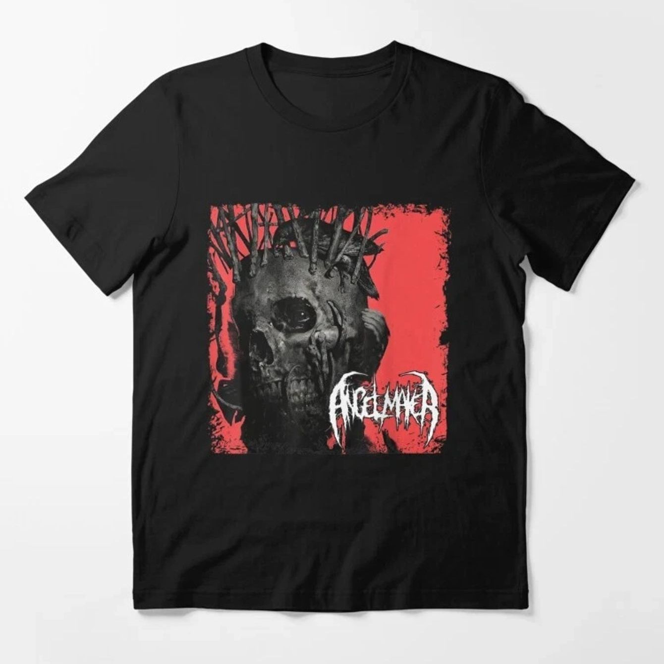 TEMU Summer Hot New Angelmaker Band Black Heavy Cotton Men's Round Neck Short Sleeve