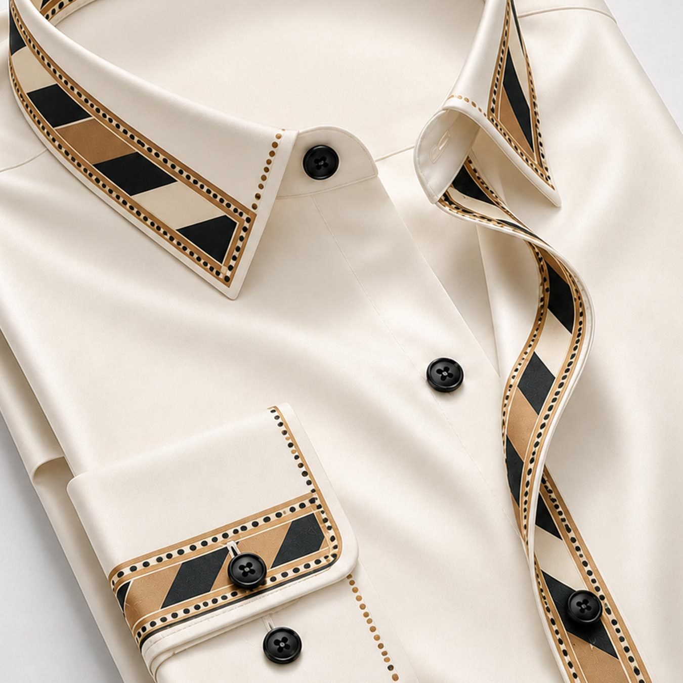 Men's Lapel Long Sleeve Shirt Vintage Geometric Pattern Elegant Dressy For Formal Parties And Evening Social Events