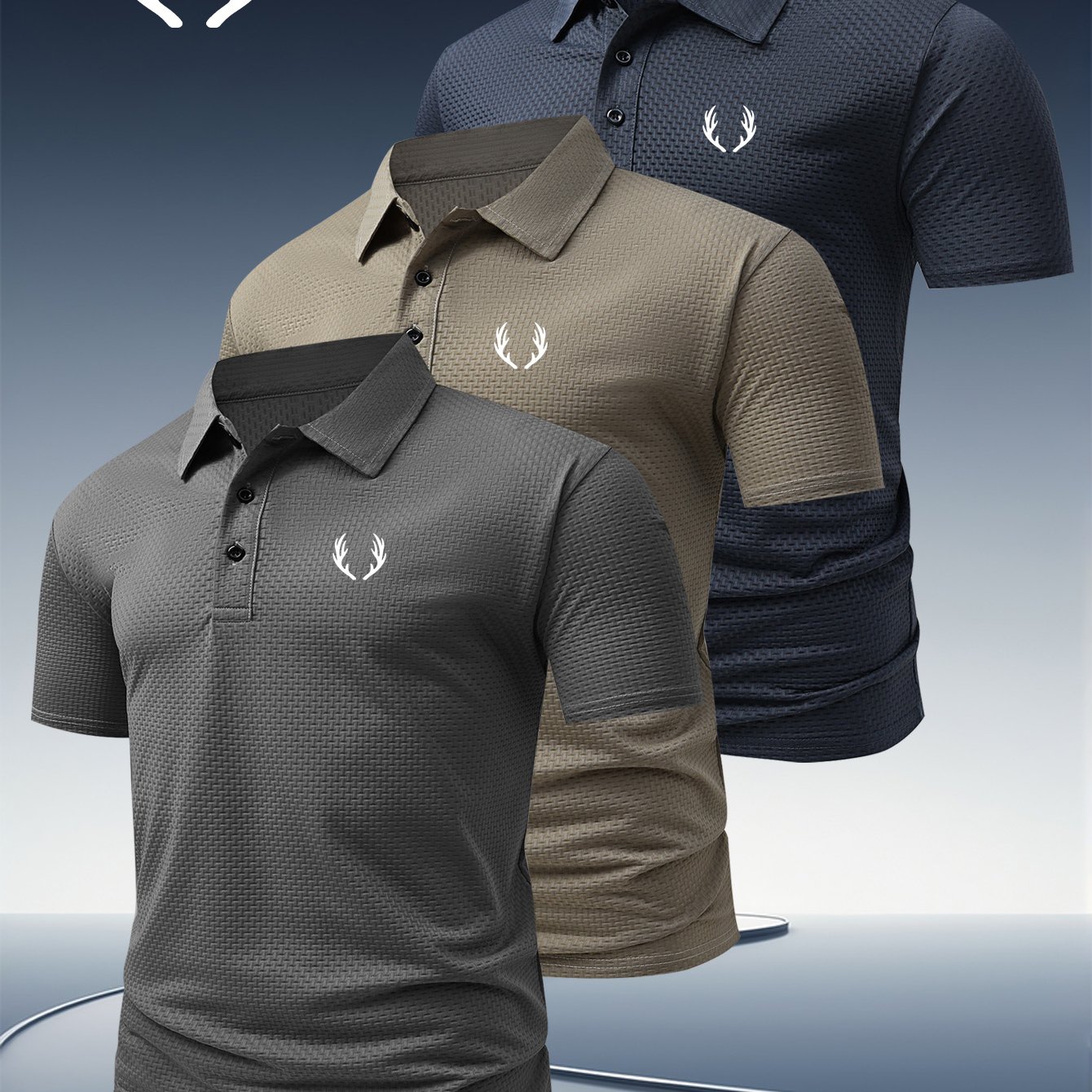 TEMU 3-pc Men's Short Sleeve Shirts, Classic Solid Color Lapel T-shirts, Summer Breathable Quick-dry Golf Shirts, Set