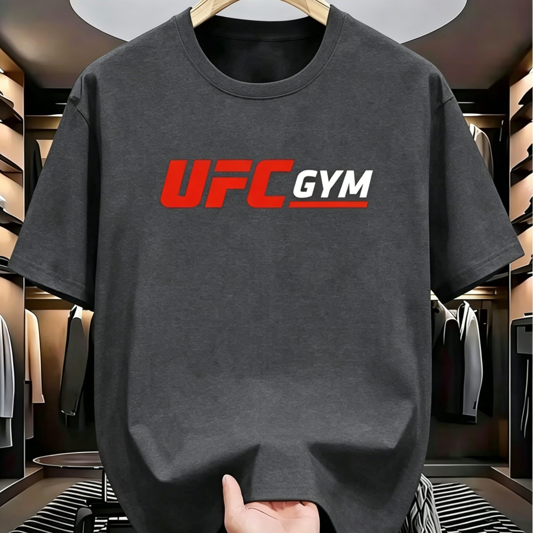 TEMU Men's American Sporty Short-sleeve T-shirt - Breathable Crew Neck Casual Top With Letter Print, Machine Washable Summer Shirt Suitable For