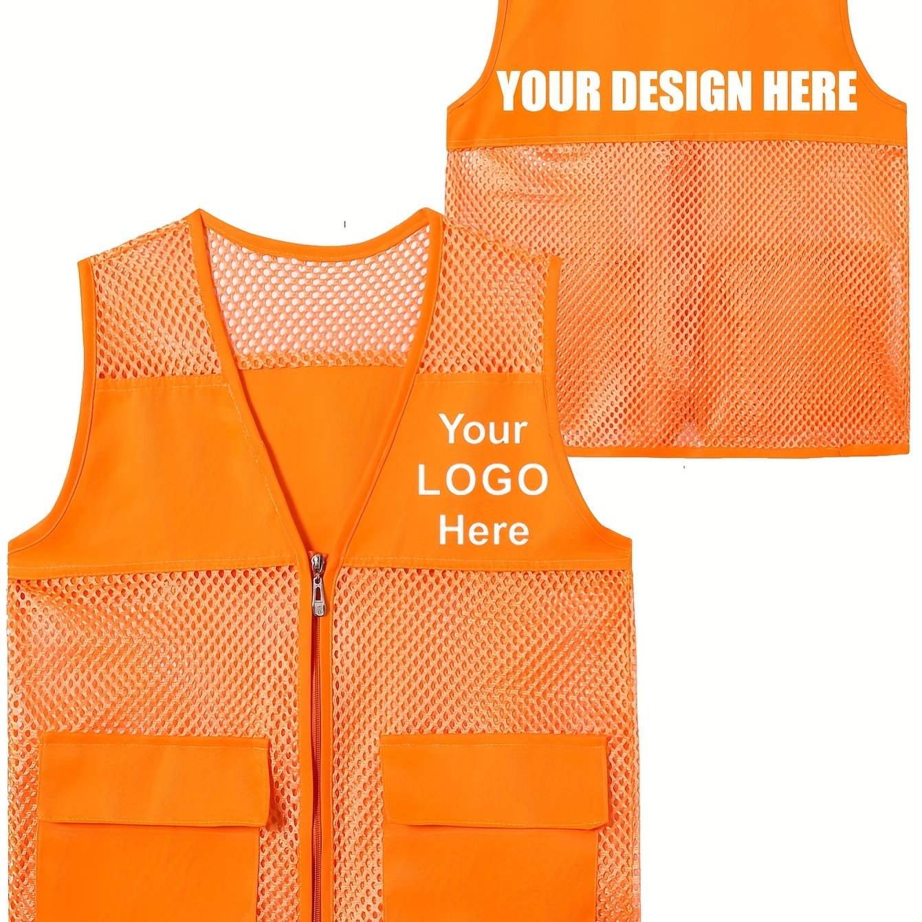 TEMU Ropa de trabajo de malla para hombre con cremallera, camiseta de trabajo práctica, chaleco uniforme multibolsillos para días laborales, adecuado