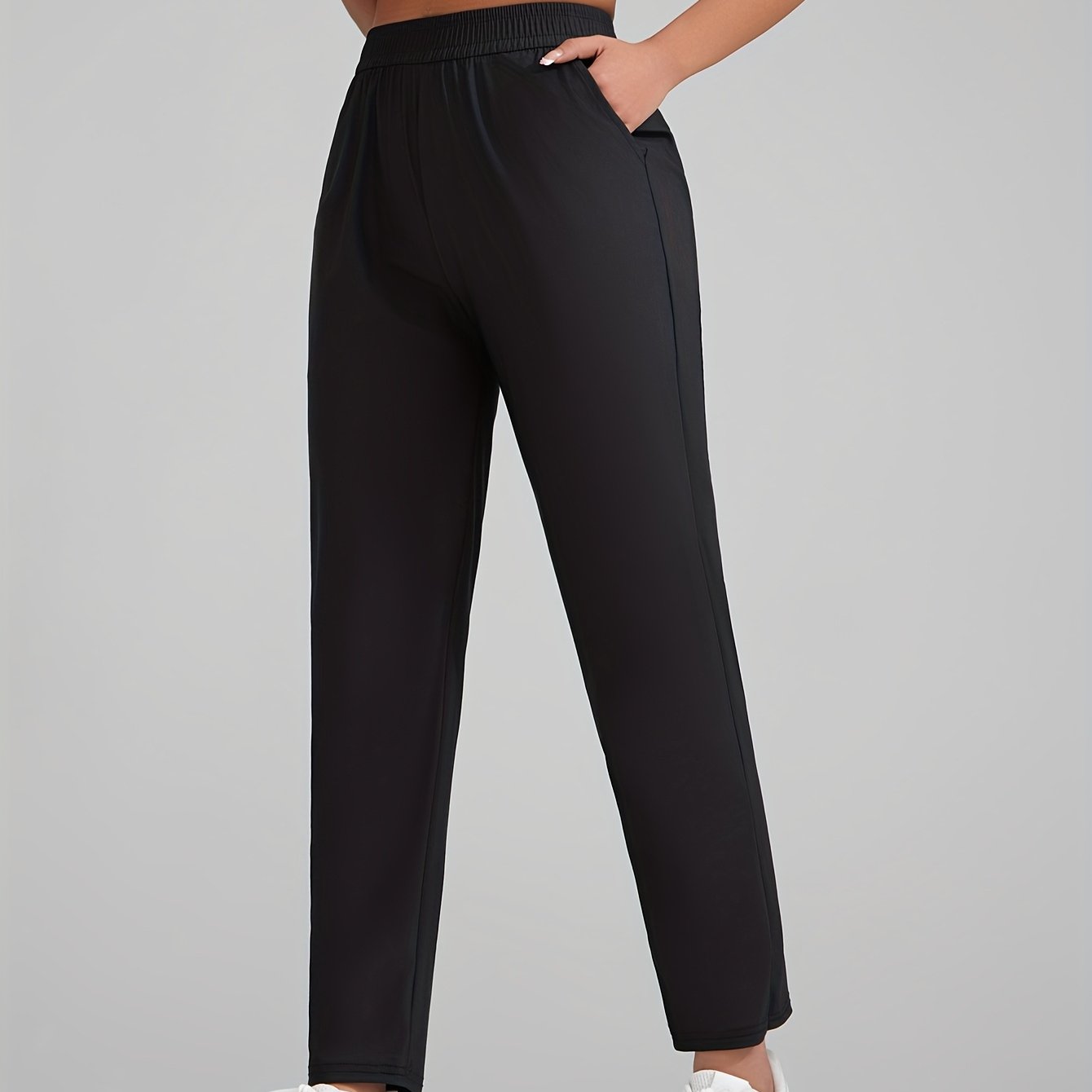 TEMU Бързосъхнещи Атлетични Панталони за Жени от SHECAI с Висока Талия и Еластична Коланка с Джобове, Разтегливи Спортни и Ежедневни Панталони за