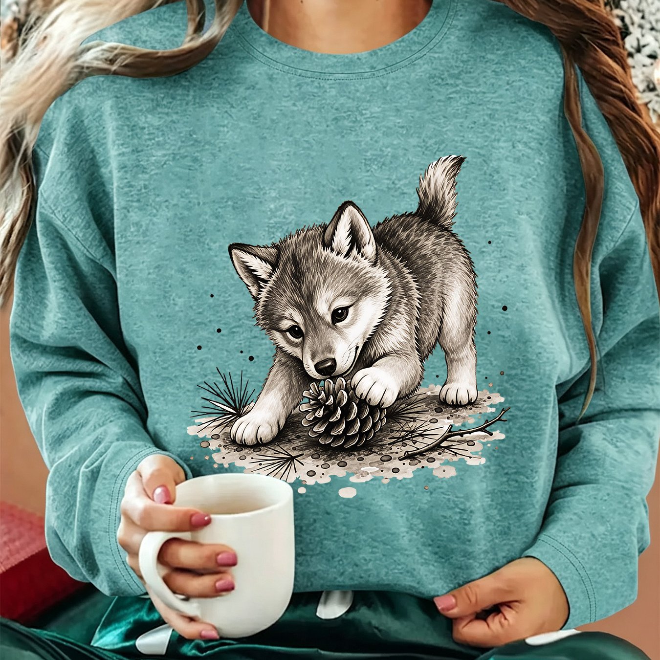 TEMU [2026 Women's Refresh] Women's Autumn Clothing, Little Printed Round Neck Long Sleeve T-shirt, Inner And Outer Wear, Sports Casual Fitness,