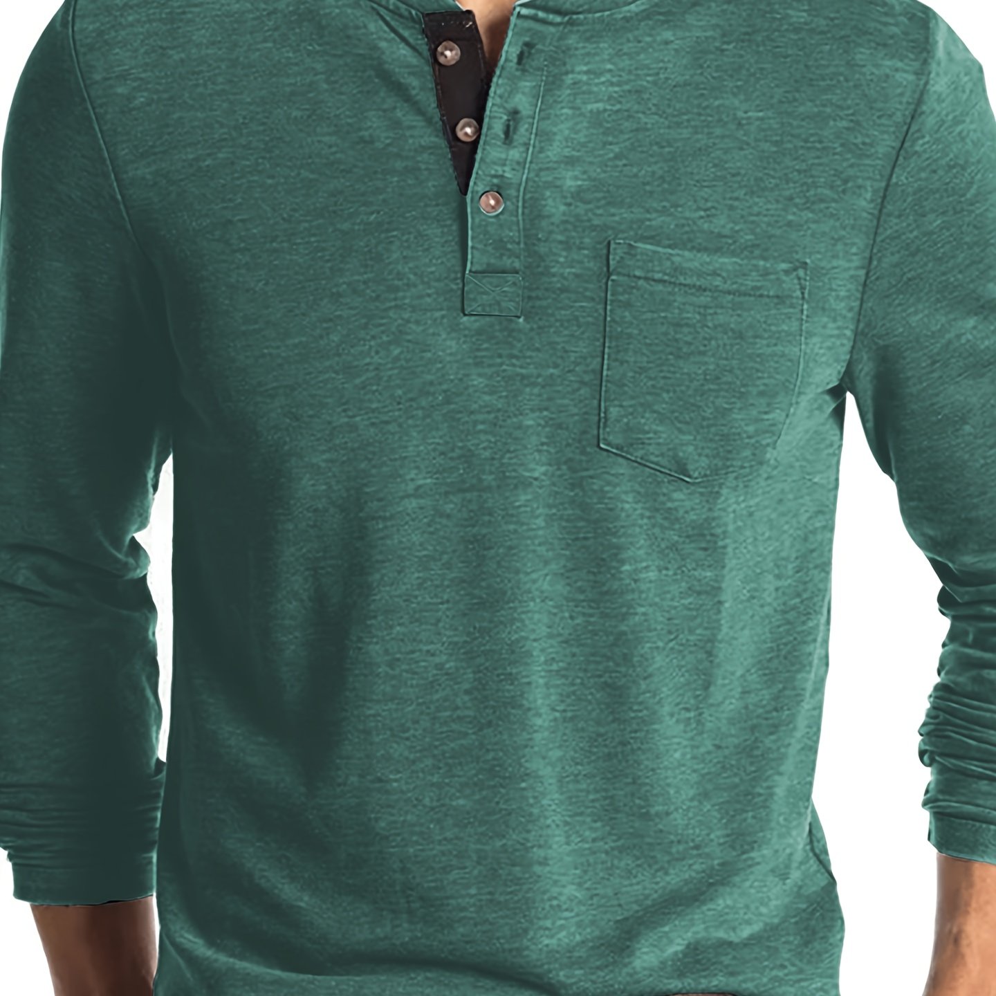 TEMU Kj-p026 Plus Size Men's Summer Henley Long Sleeve Athletic Fitness Multicolor Base Layer T-shirt