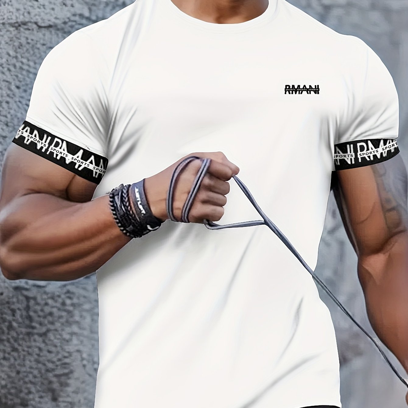 TEMU Standard Size Men's T-shirt, Athletic Short Sleeve, Fitness Training, Slim Fit, Thin Summer T-shirt With Unique Cuff Design