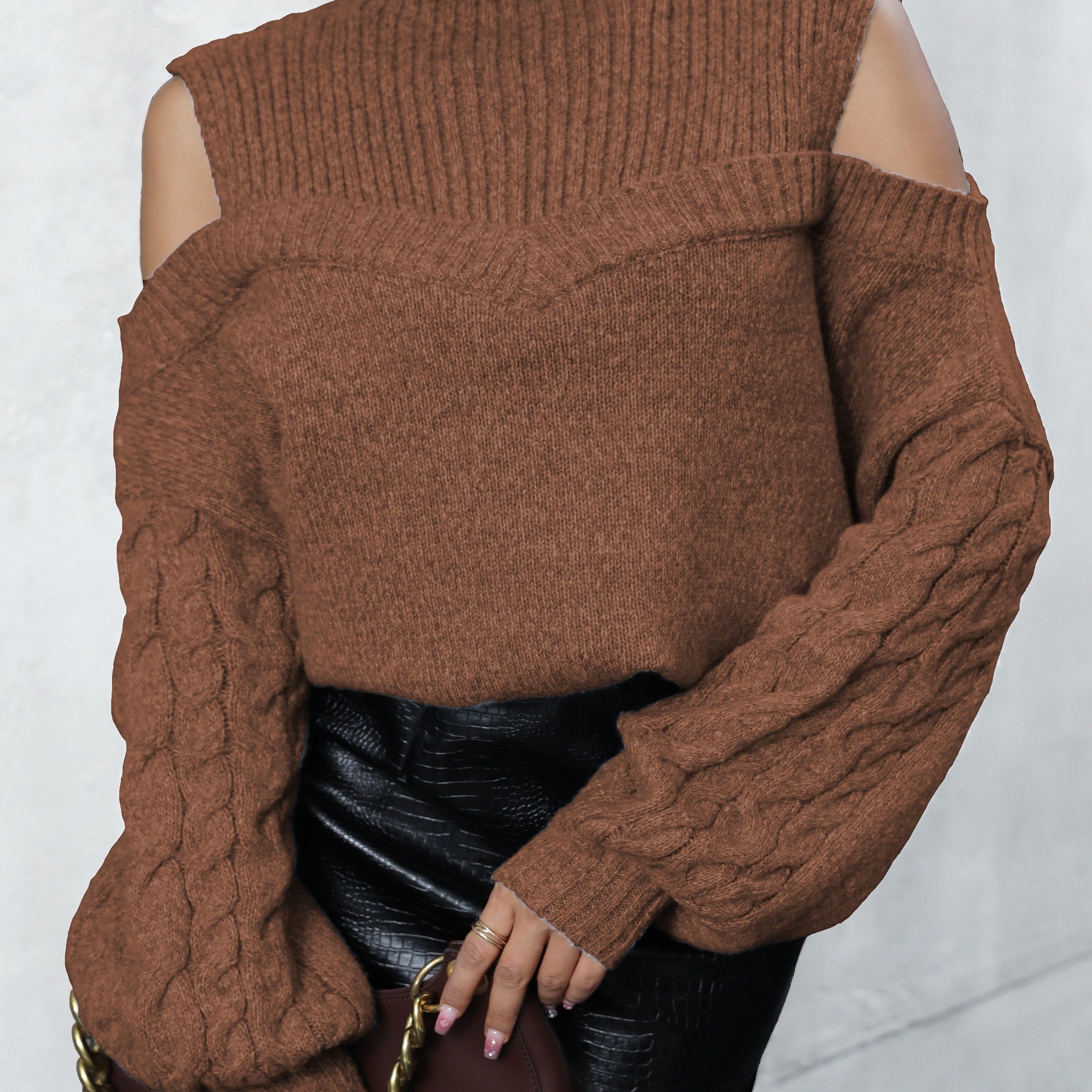 Plus size cold outlet shoulder sweater