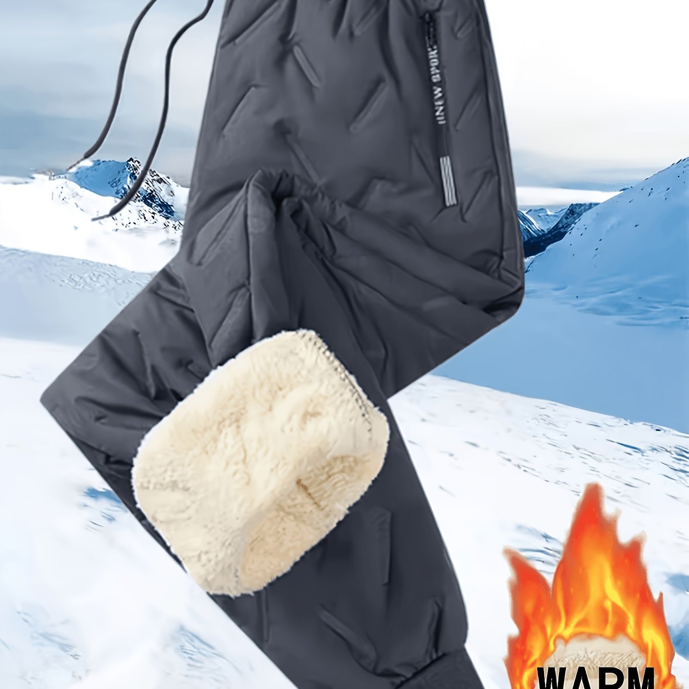 TEMU Trousers For Men High Quality | Men's Winter Thermal -lined Tapered Pants With Hem & Elastic Waistband - Thickened Warmth Suitable For Outdoor,
