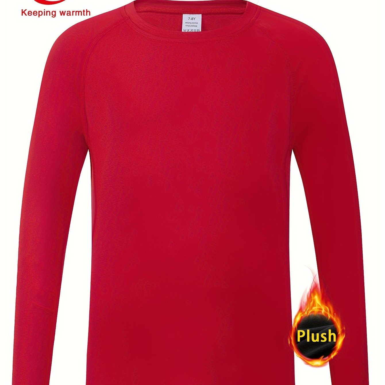 Thermal Underwear, Solid Color Ski T-shirt, Boys And Girls Functional Long-sleeved Velvet Inner Shirt