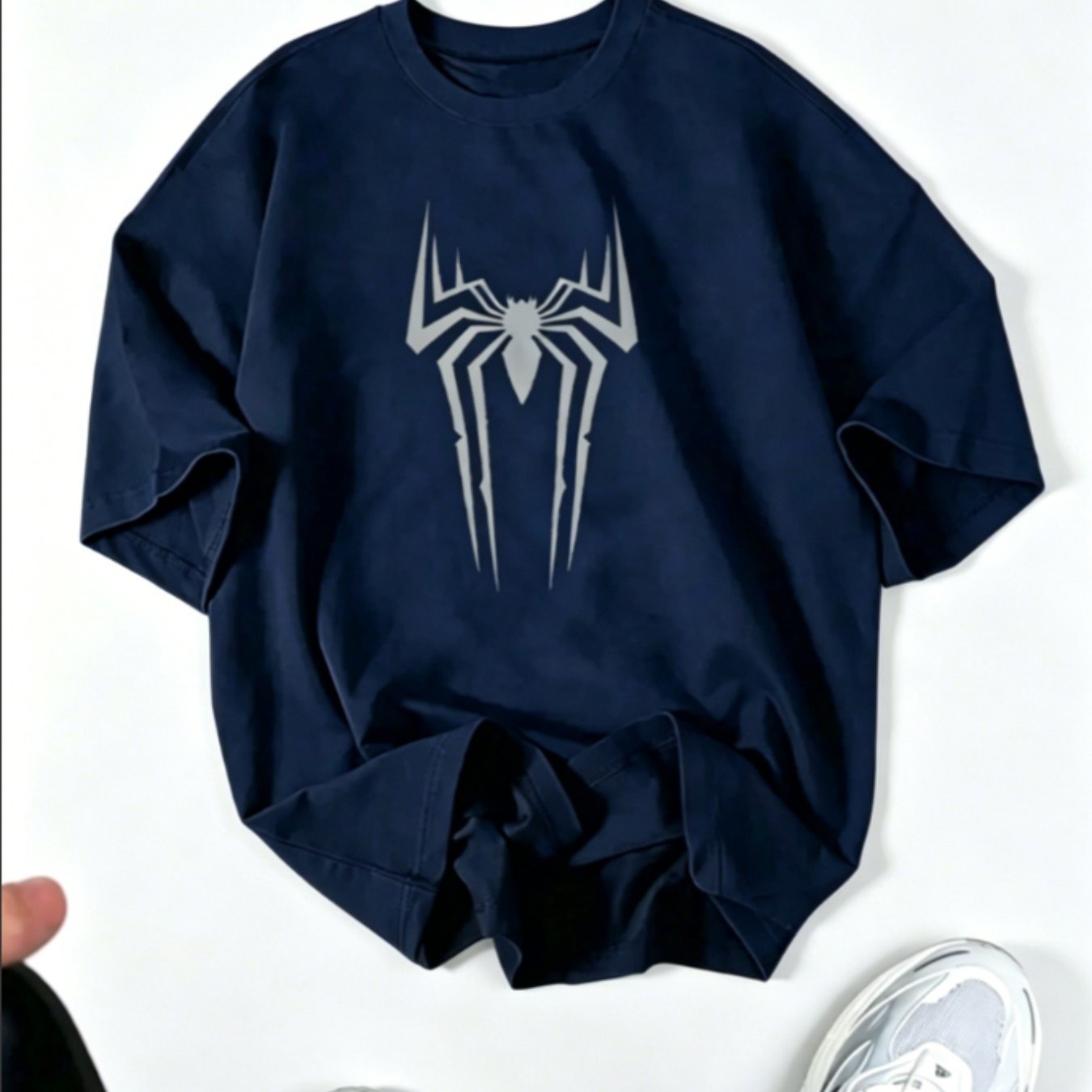 TEMU Unisex Oversized Loose Spider Print Sport T-shirt, Breathable Mesh Quick Dry Crew Neck Tee For Training Casual, Ideal For Couple & Parent-child