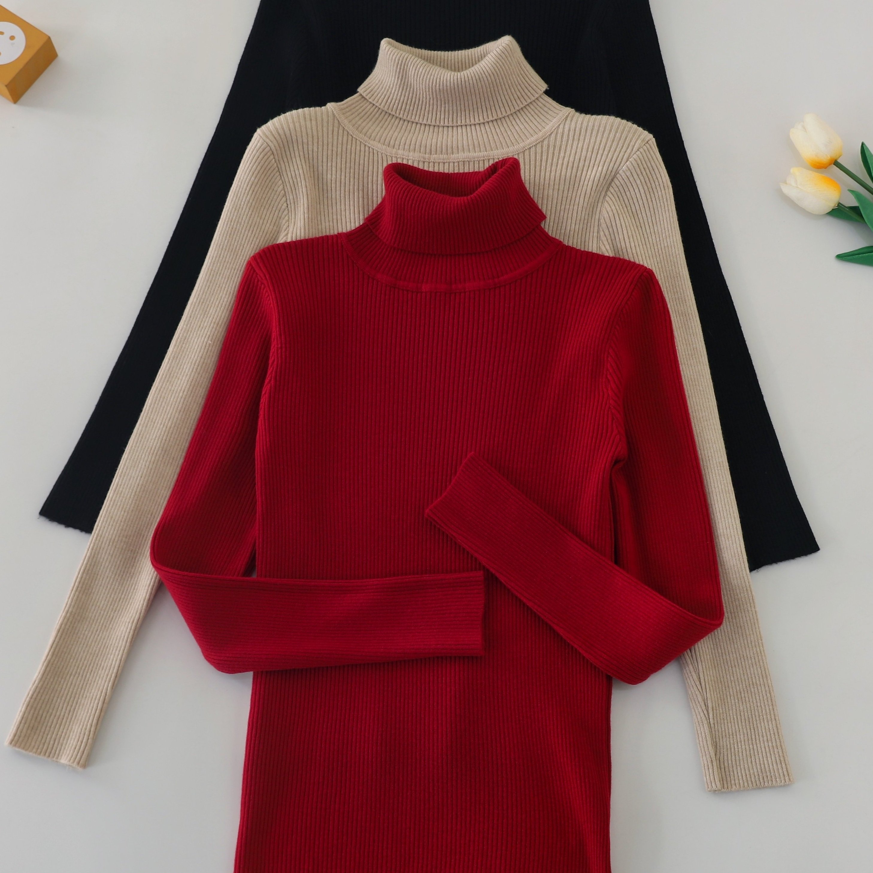 TEMU Women's Pullover High Turn- Collar 3pcs Set 2