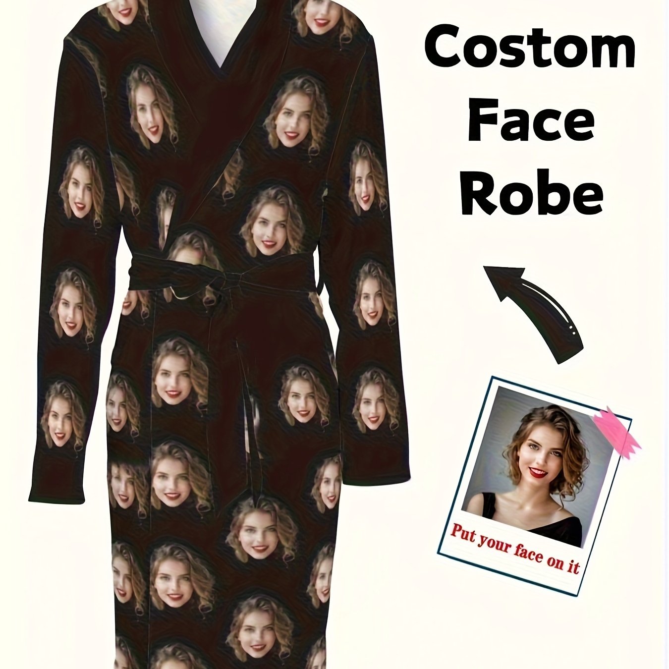 TEMU Custom Men's Bathrobes That Personalized With Photo Portraits Make For A Unique Gift, Featuring Fun Big Head Or Face Swap Effects. , , Or ,