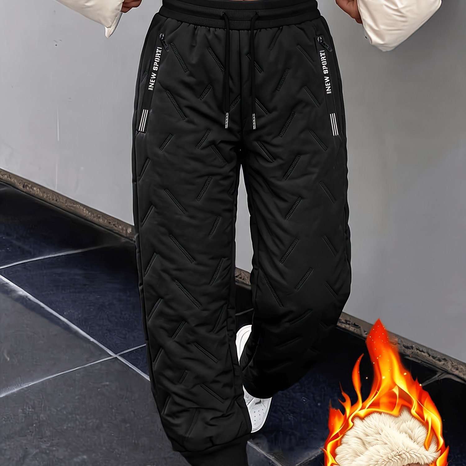 TEMU Damen gefütterte, verdickte Winter-Jogginghose, hoch taillierte 1-teilige Oberbekleidungshose mit warmem Futter, Joggerhose – Wintersport-Hose