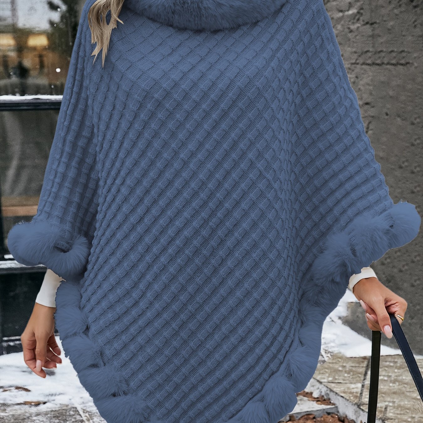 TEMU Elegant Women's Waffle Shawl With A, Perfect For Autumn And Winter