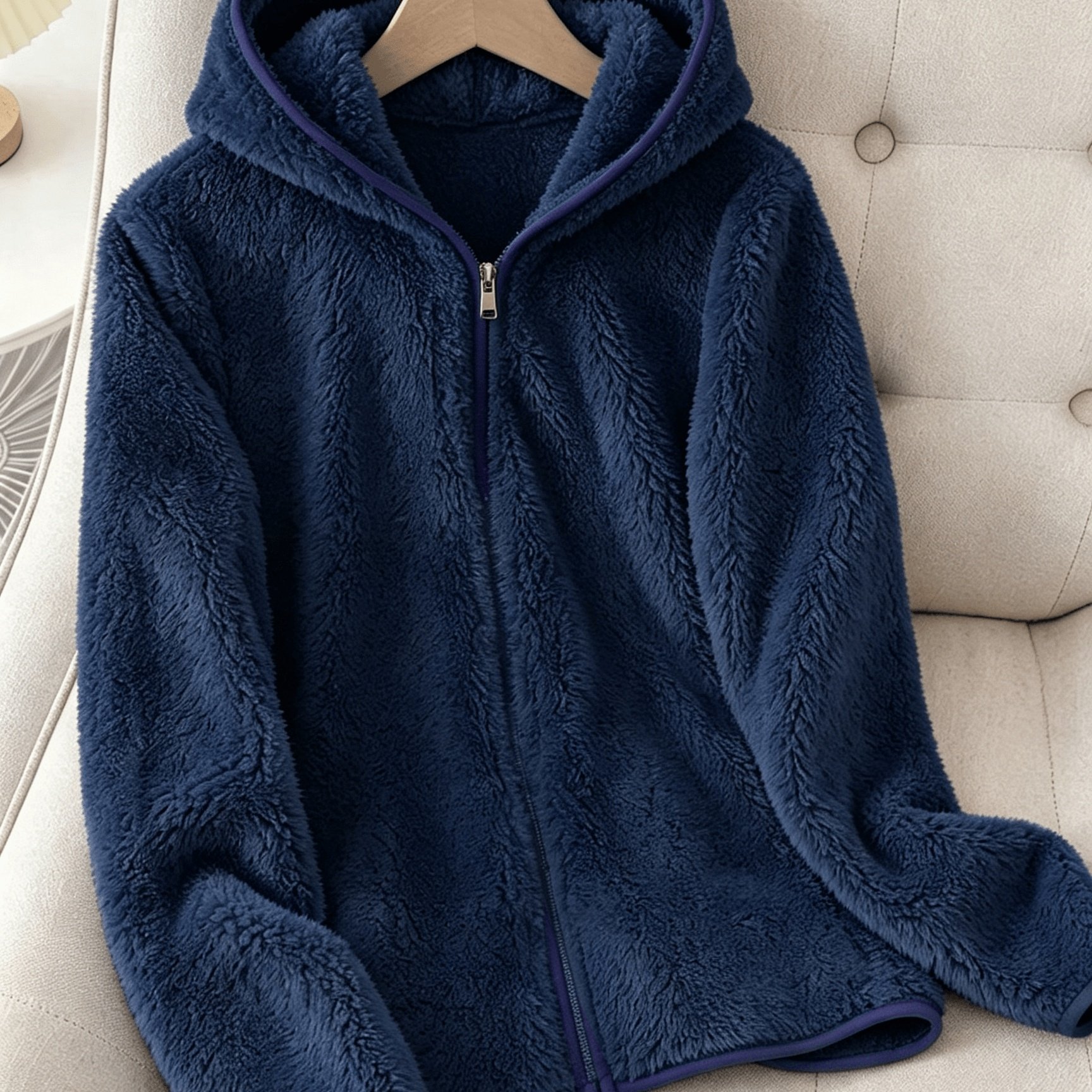 TEMU Giacca da donna con cappuccio e zip in pile, e , capispalla casual autunnale invernale