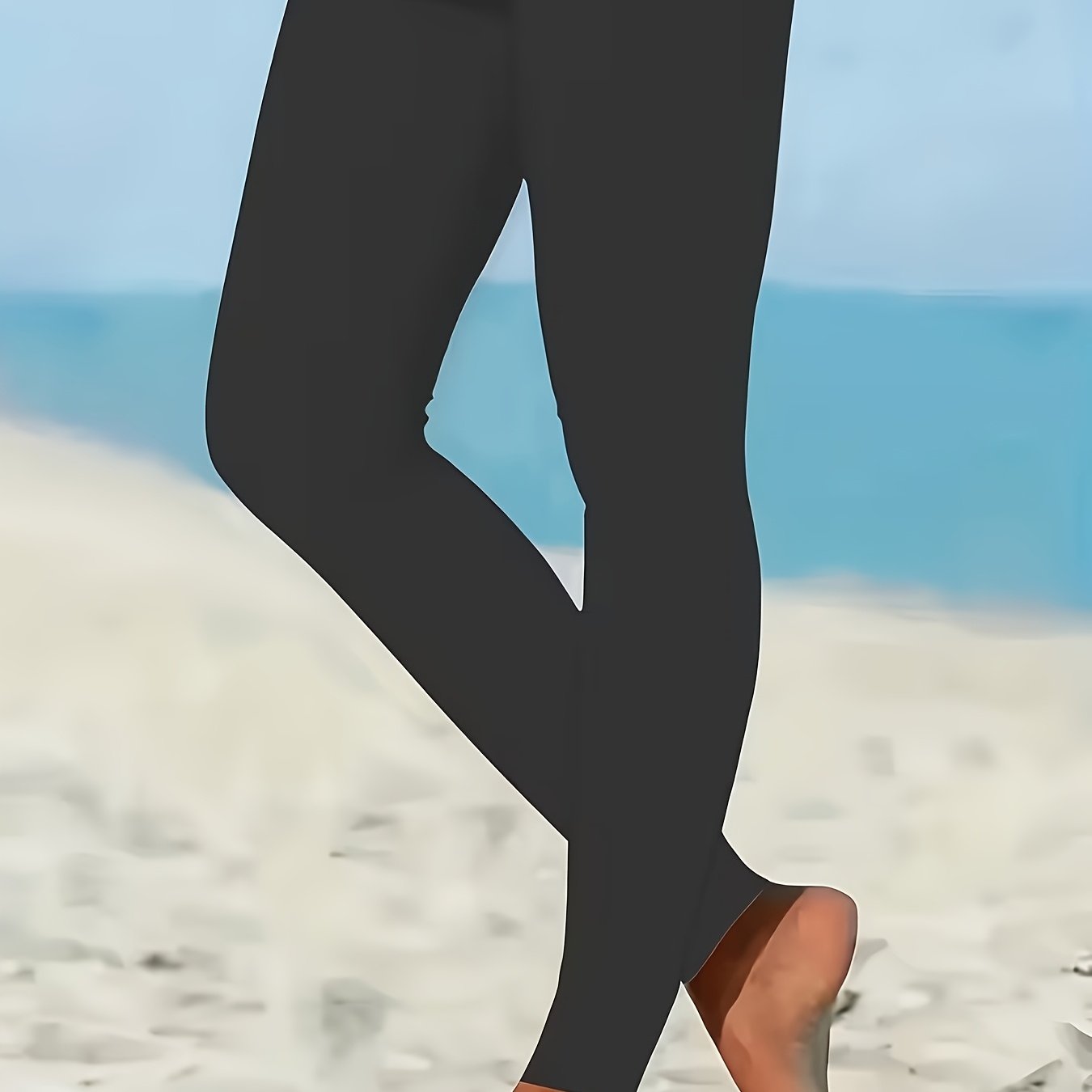 TEMU High Waist Plus Size Yoga Leggings For Women - Long-length Tights For Casual Wear, Maternity