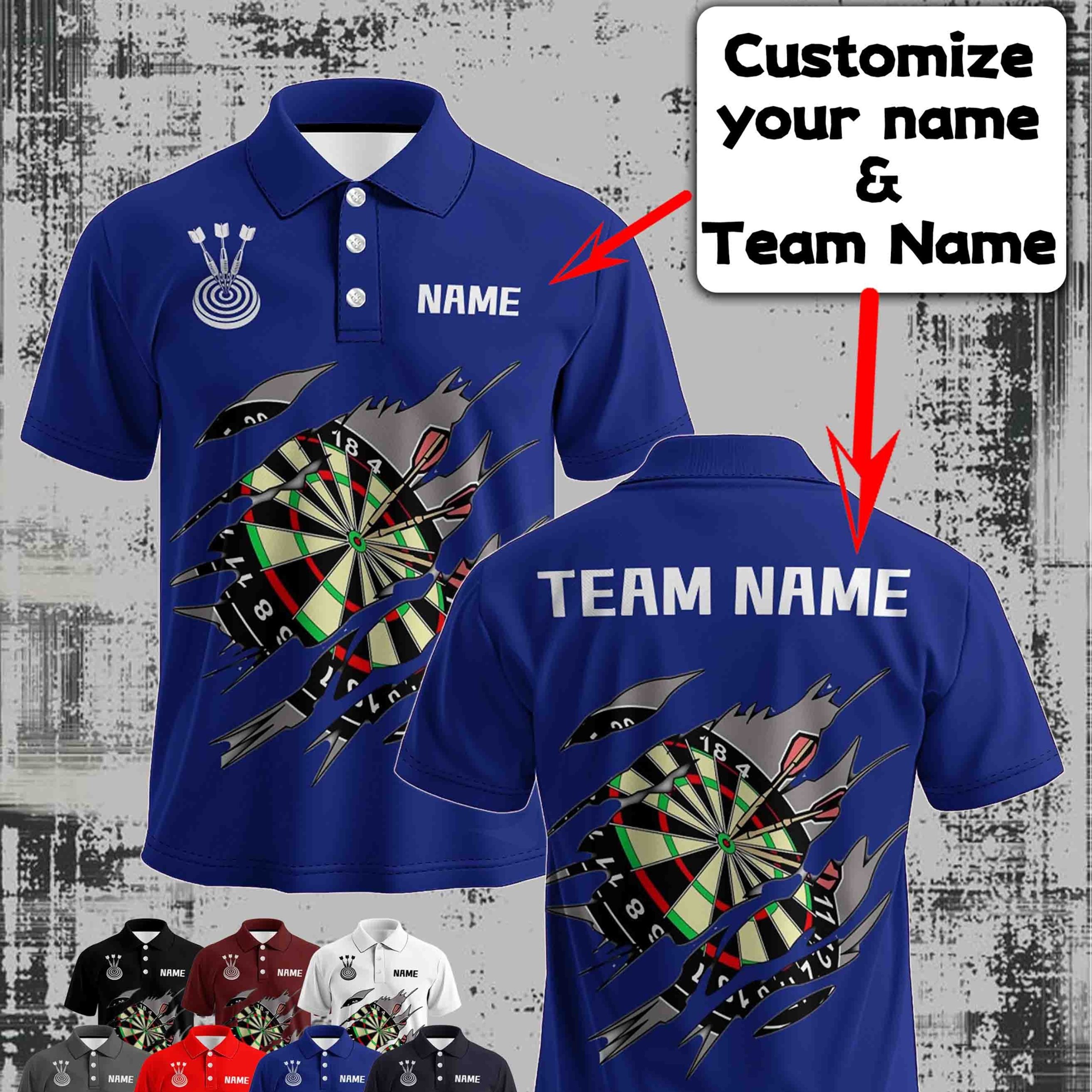 TEMU Customized Darts 's Shirt, Supports Printing Of Name And Team Name, Fashionable Style, Breathable And Quick-drying Fabric, Short-sleeved Lapel