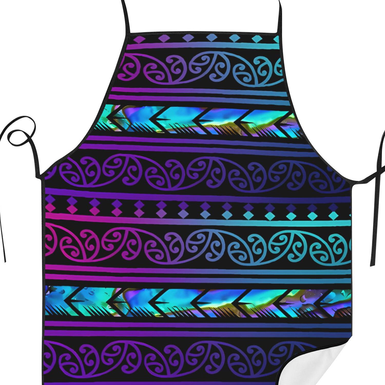 TEMU Purple Maori New Zealand Pattern 2d Print Design Kitchen Apron Funny Graphic Everyday Use
