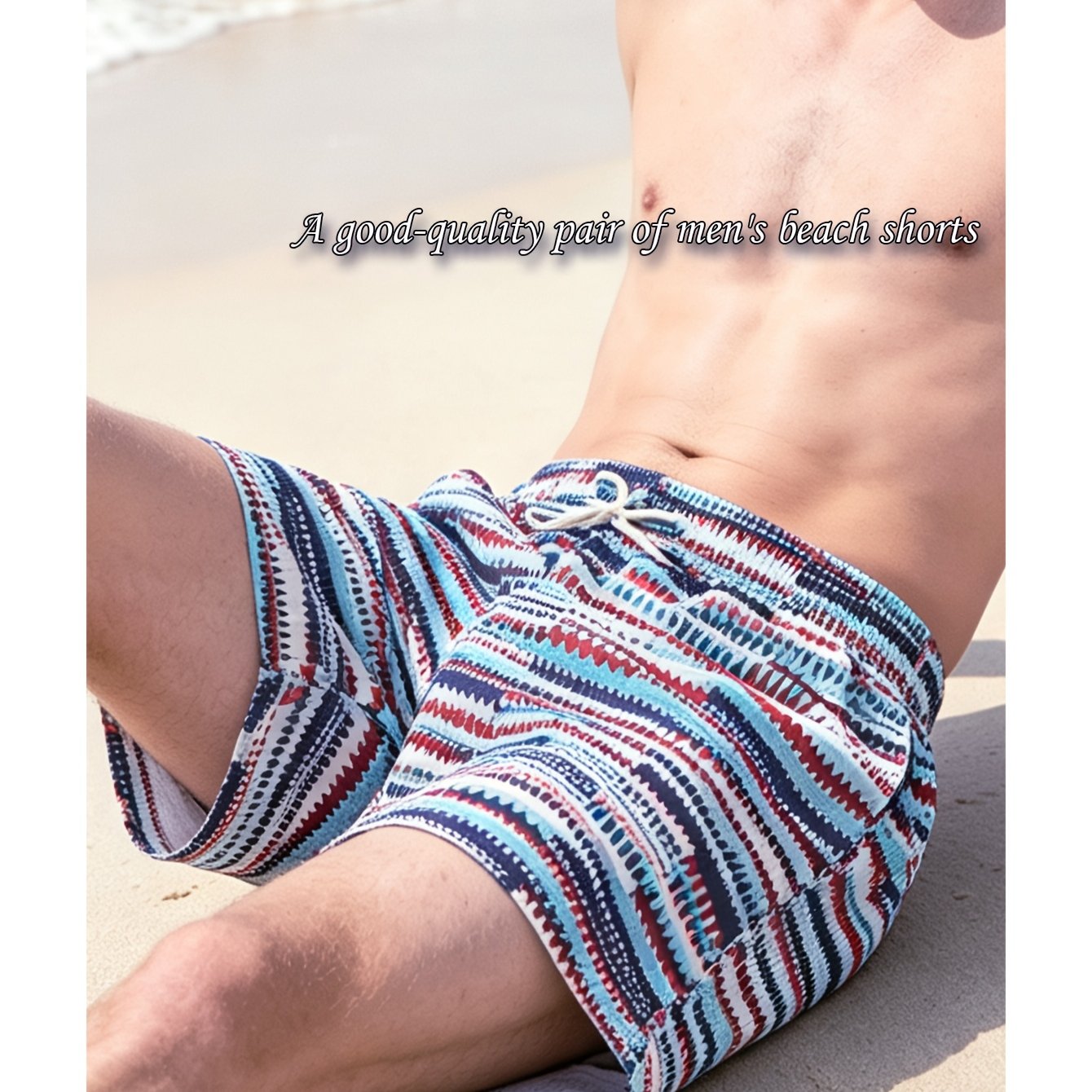 Image of Men's Shorts With Pockets, Summer Drawstring Regular Fit Shorts For Running, Fitness, Training, Swimming, Gift For Partner, Beach Shorts, Inner Triangle Mesh Pouch Swimming Pool