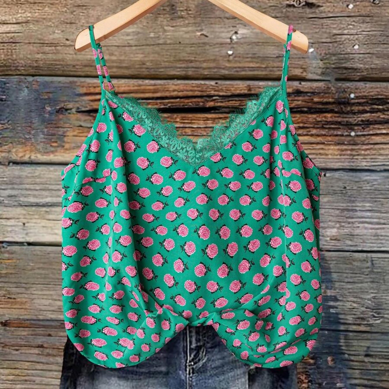 TEMU Camisola de encaje para mujer de talla grande, elegante estampado floral, pijama y ropa de estar por casa de estilo casual