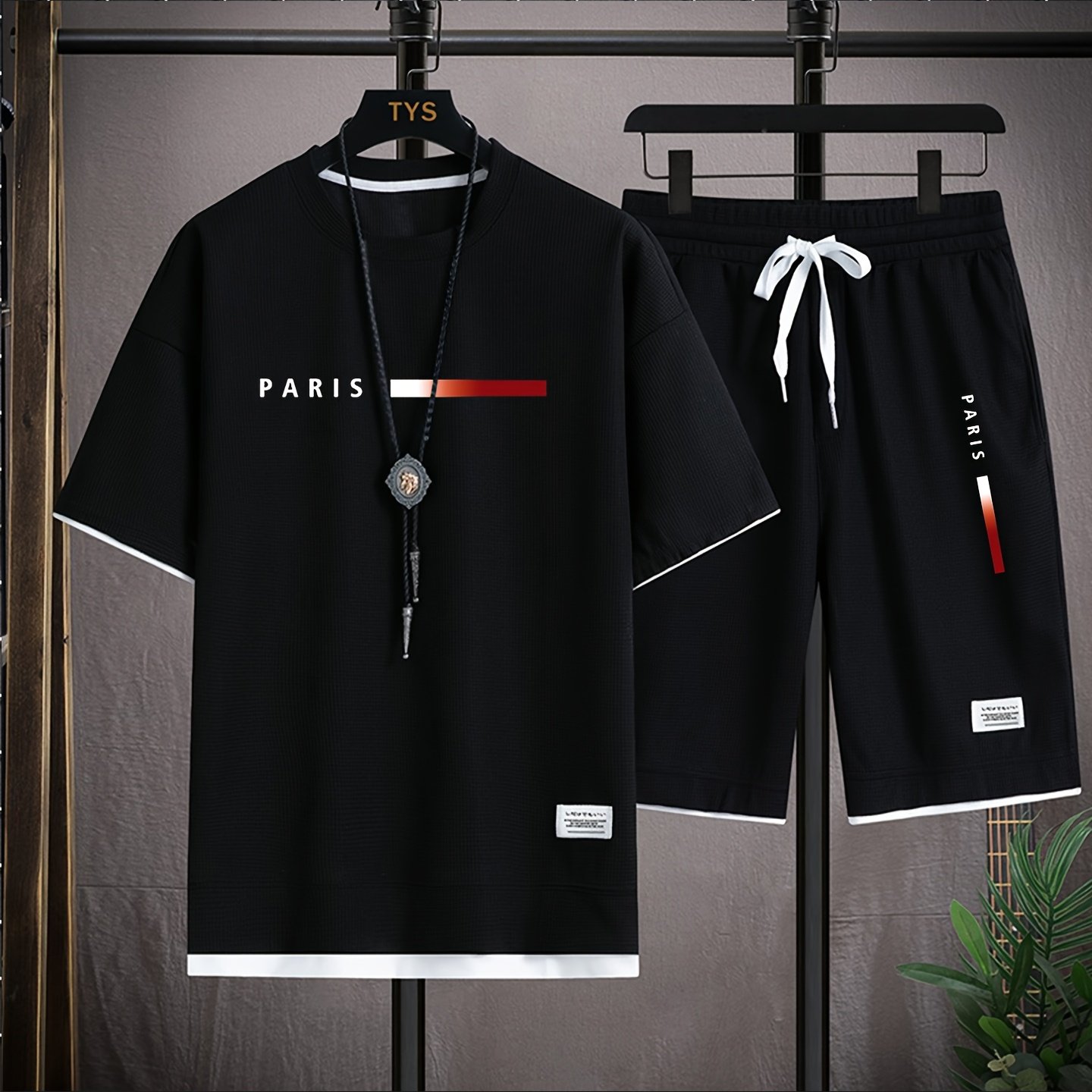 TEMU Men's Short Sleeve Set 100% Polyester Comfortable And Spacious Easy And Comfortable For Outdoor Sports And