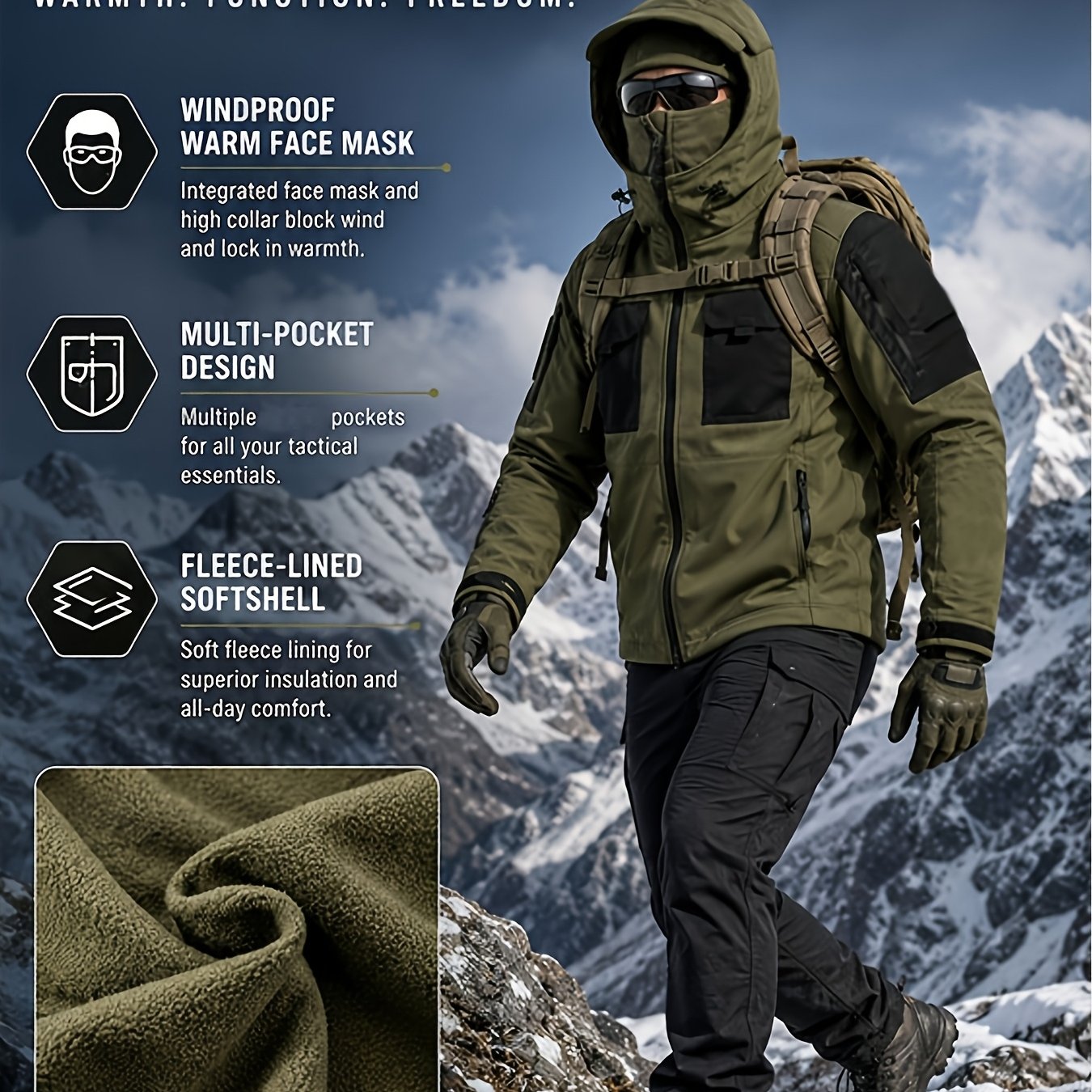Men's Color-Block Multi-Pocket Hooded Soft Shell Jacket