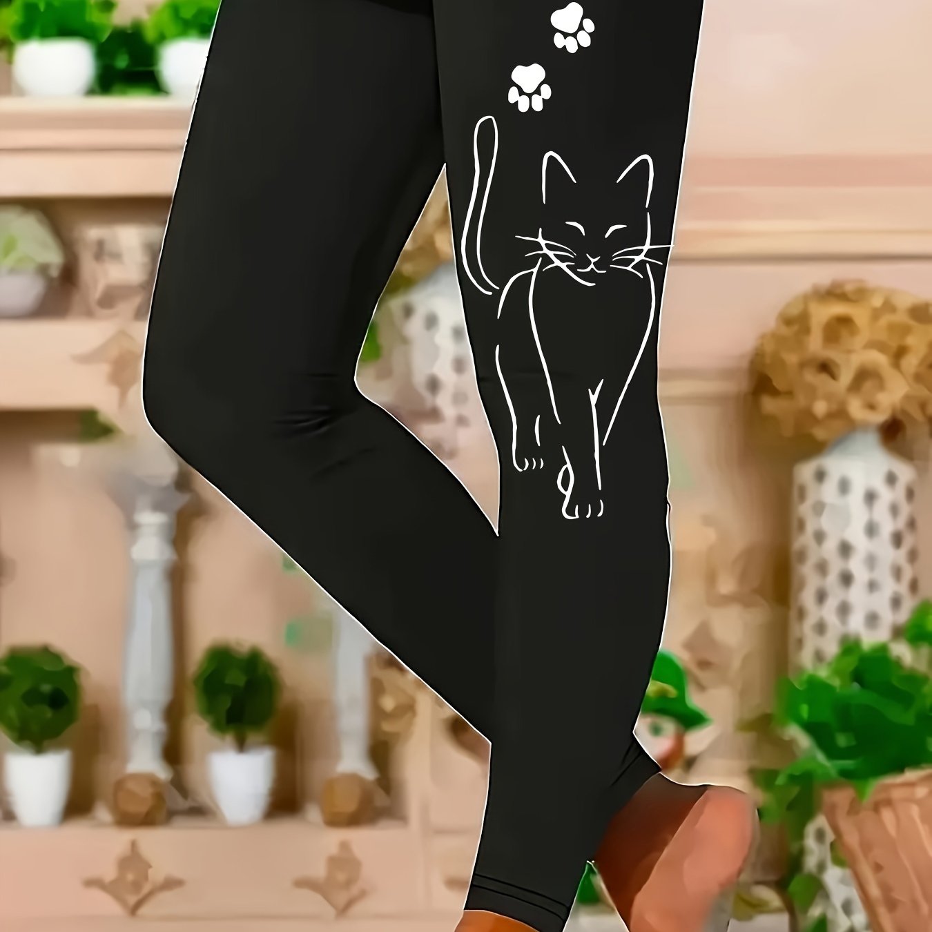 TEMU Plus Size, High-waisted Large Size Skinny Pants - Stretchy - Pants With Random Print (suitable For Workouts, Casual & Professional Wear) -