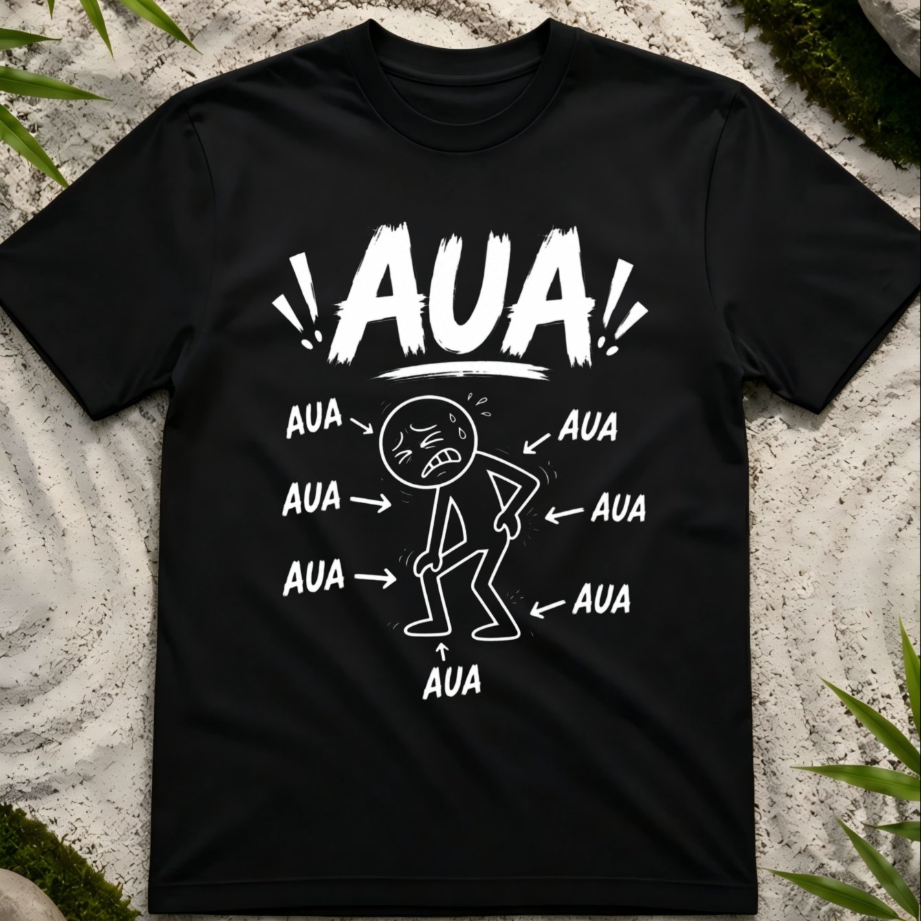 Aua Pain Humor T-shirt With Arrows Repeated German Ache And White Comic Unisex All T-shirt
